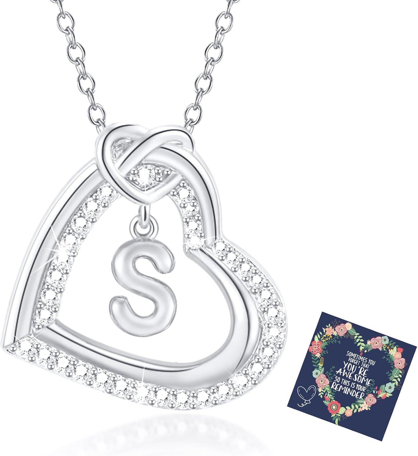 Detalle de Collana lettera A-Z argento 14K con cuore