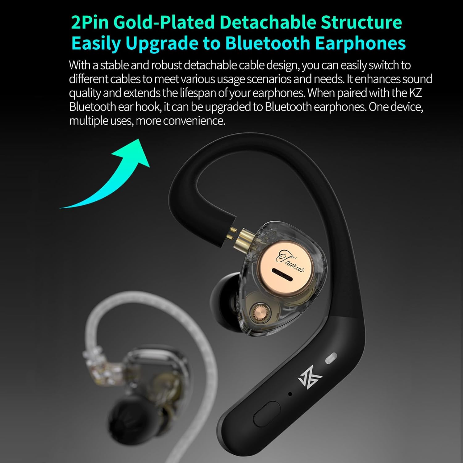 Thumbnail 6 de Yinyoo KZ Taurus gaming earbuds with dual 8mm horizontal dynamic drivers (wired IEM, detachable 2-pin cable)