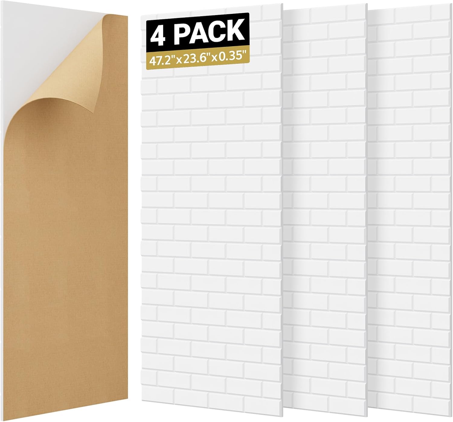 Detalle de TONOR 25042 Brick Acoustic Panels, Self-Adhesive Polyester, 120 x 60 x 0.9 cm
