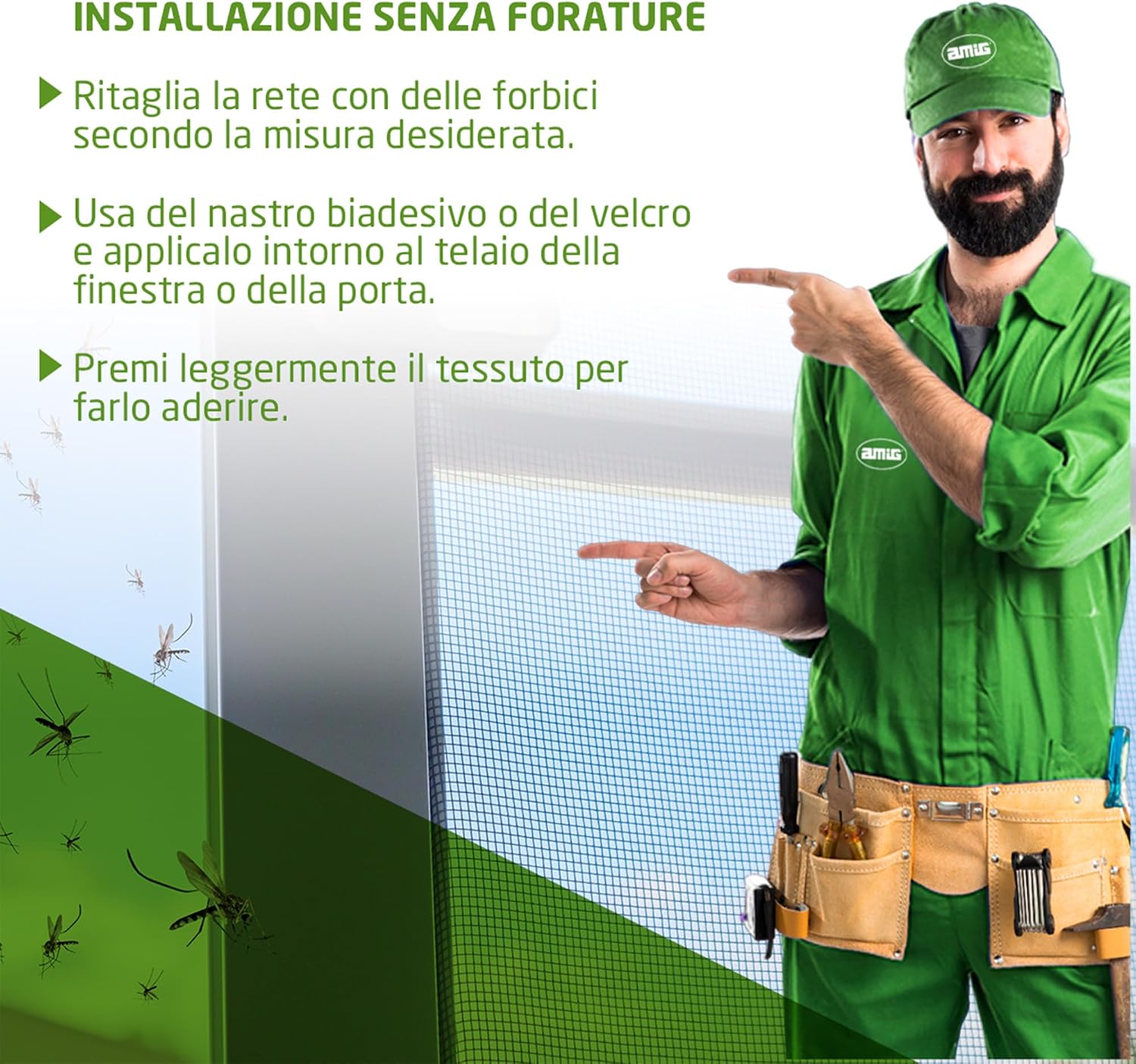 Thumbnail 4 de Amig Telo Zanzariera in Fibra di Vetro Rinforzata 120x300 cm – Nero