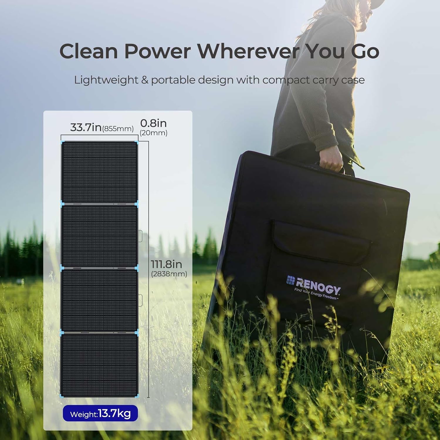 Detalle de Renogy 400W Portable Solar Panel Suitcase for Camping ☀