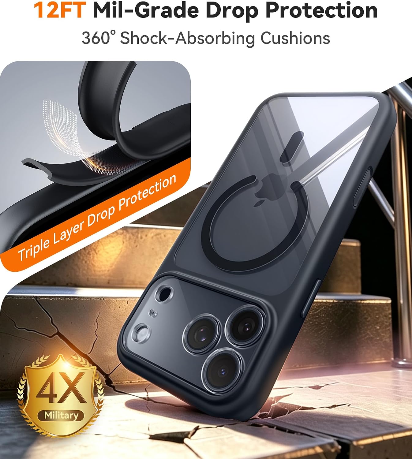Detalle 2 de JUESHITUO iPhone 18 Pro Max Case, Clear Black with MagSafe Compatibility