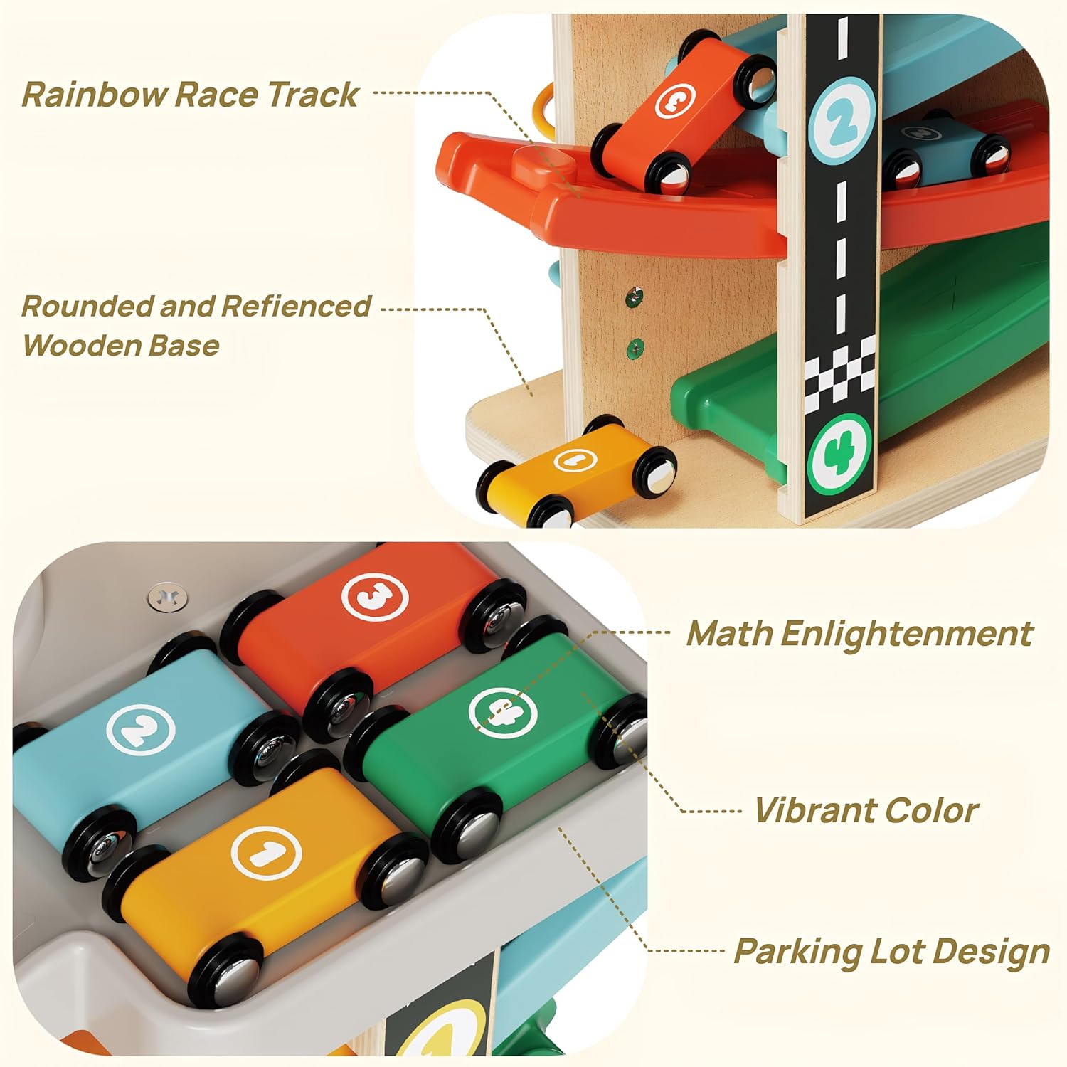 Detalle de Itainq I00002 2-in-1 Wooden Pounding Toy and Car Ramp