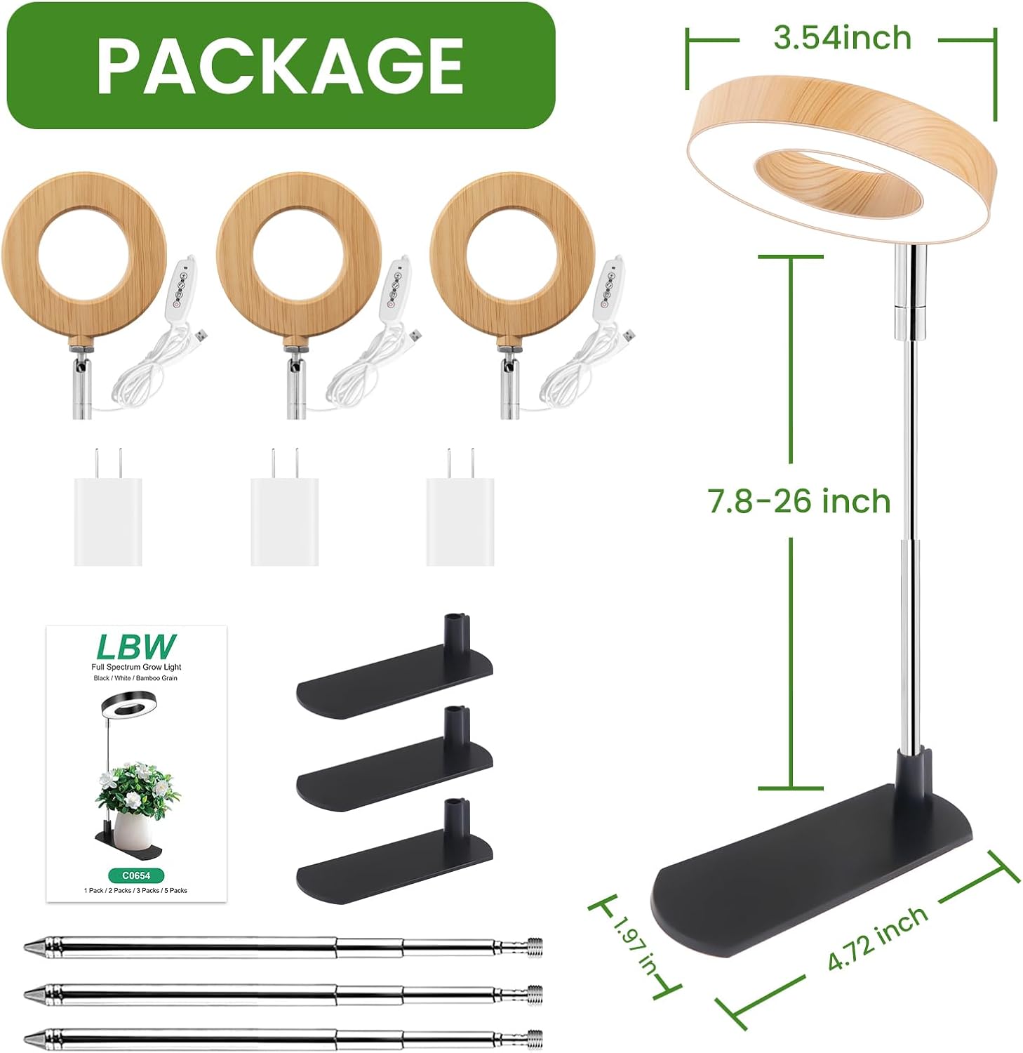 Thumbnail 6 de LBW 48-LED Halo Grow Light, 3-Pack, Adjustable Height, Full Spectrum