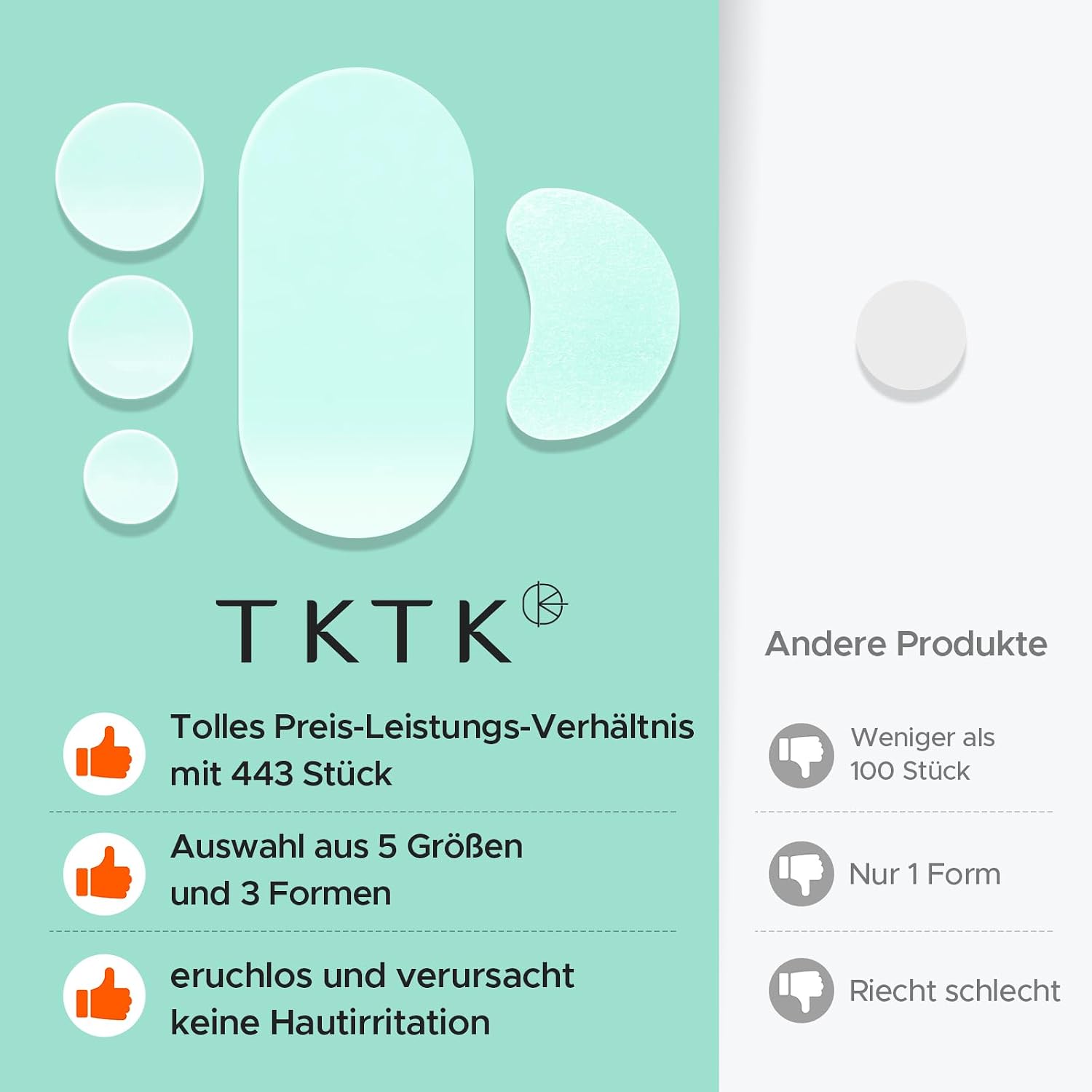Thumbnail 6 de TKTK 443 Pickel-Patches Gesicht – Hydrokolloid Großpackung, 5 Größen für Wangen, Stirn, Kinn