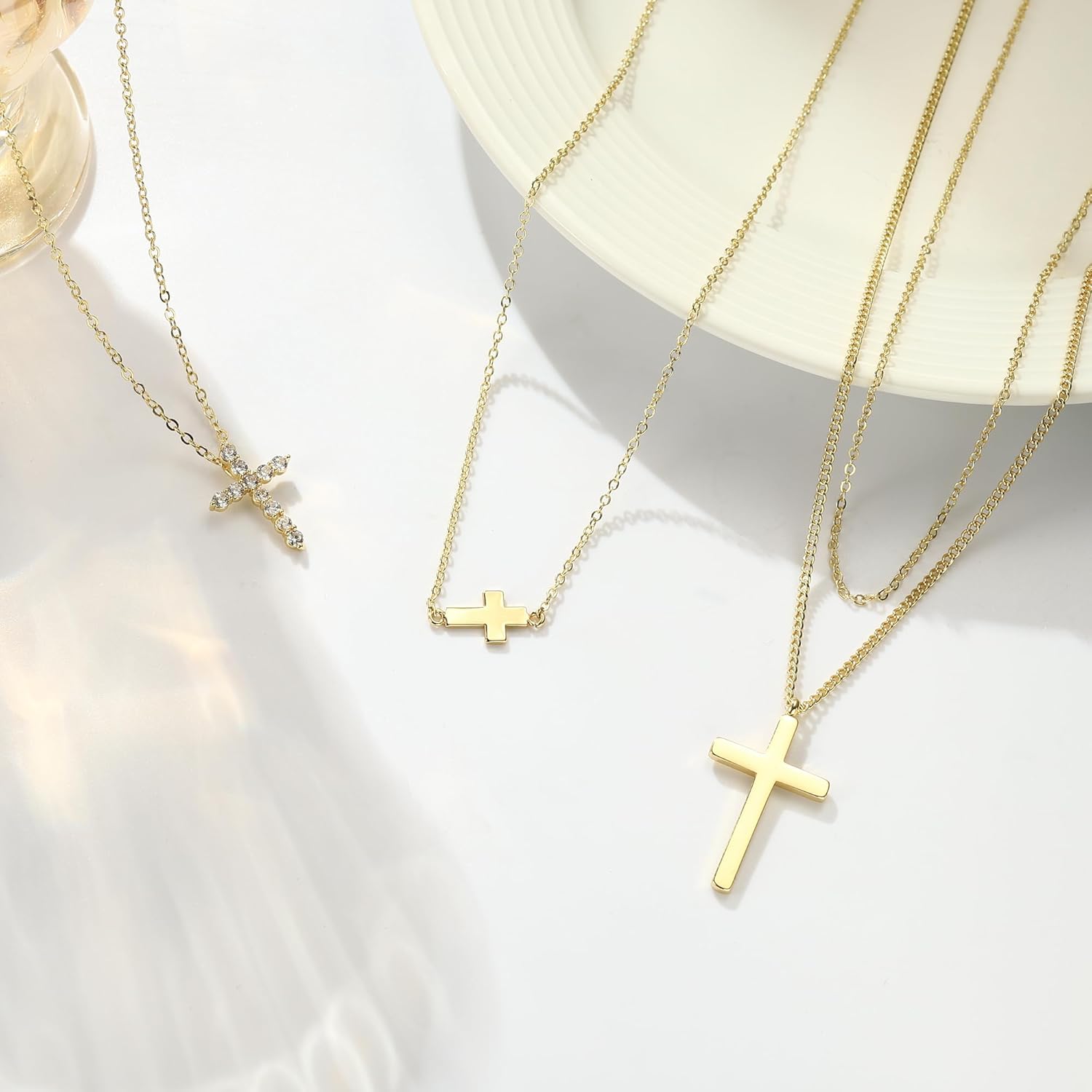 Thumbnail 6 de TINGN Kreuzkette Damen 14K Gold Vergoldet – Kommunion Geschenke für Mädchen, 40 cm + 5 cm Verlängerung