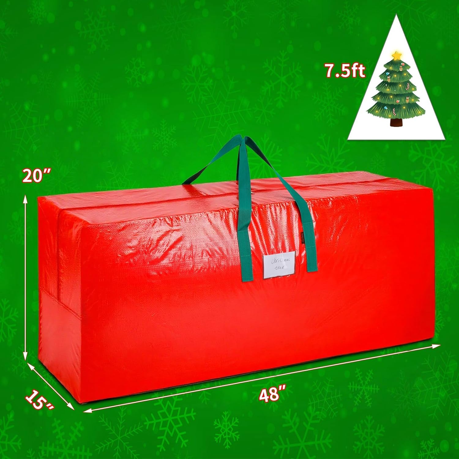 Detalle de KRYSTY Christmas Tree Storage Bag fits 7.5 ft tree ⏳