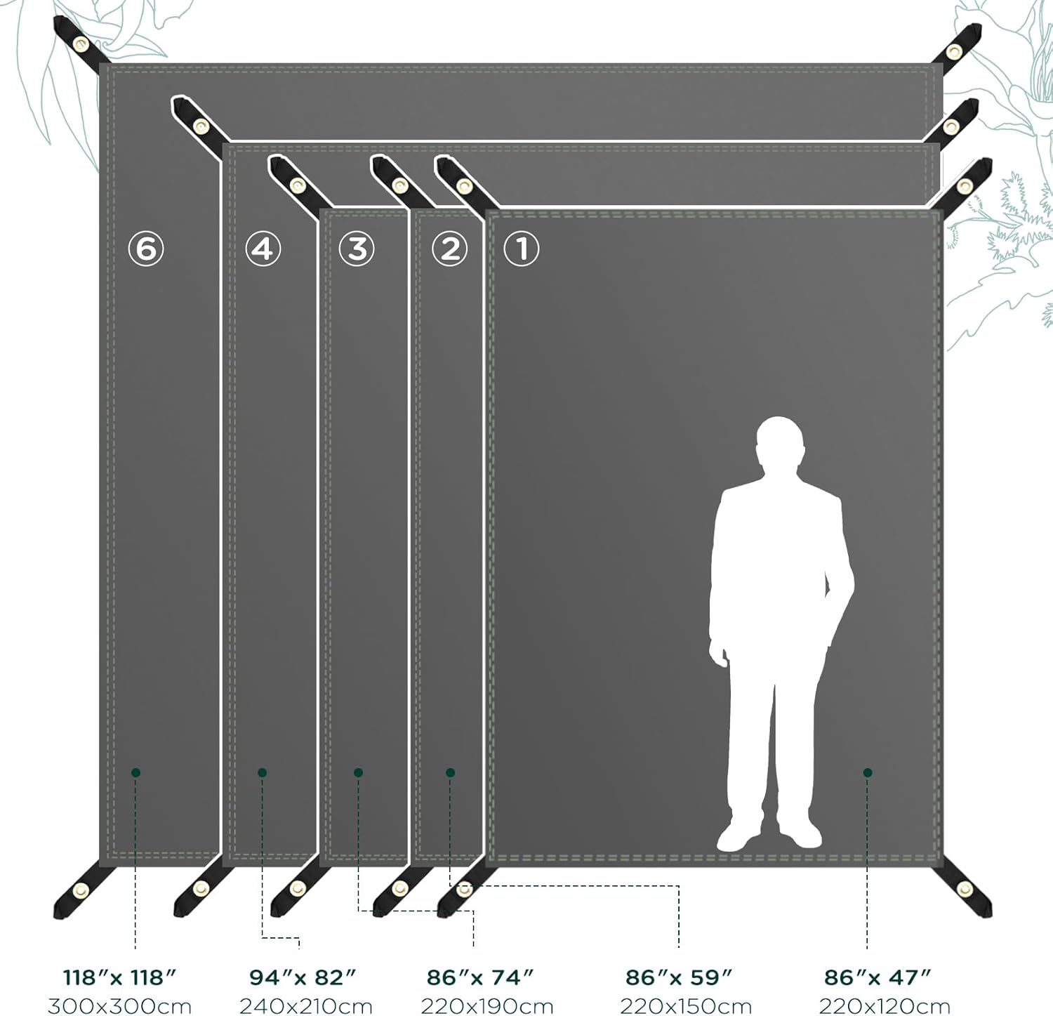 Thumbnail 1 de JAICOM Zeltplane – Wasserdichte Tarp Unterlage 240 x 210 cm, ultraleicht, 210T Oxford, 1–6 Personen, vielseitig einsetzbar