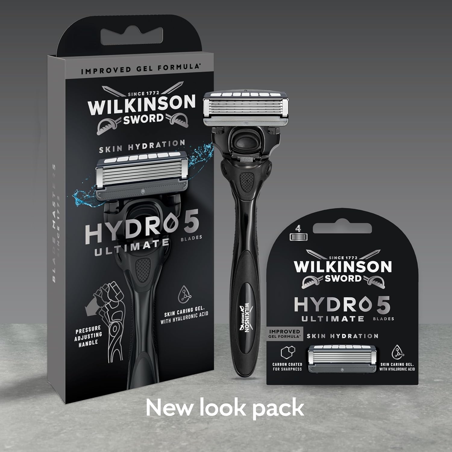 Detalle de Wilkinson Sword Hydro 5 Ultimate Razor for Men with Hyaluronic Acid and Carbon-Coated Blades