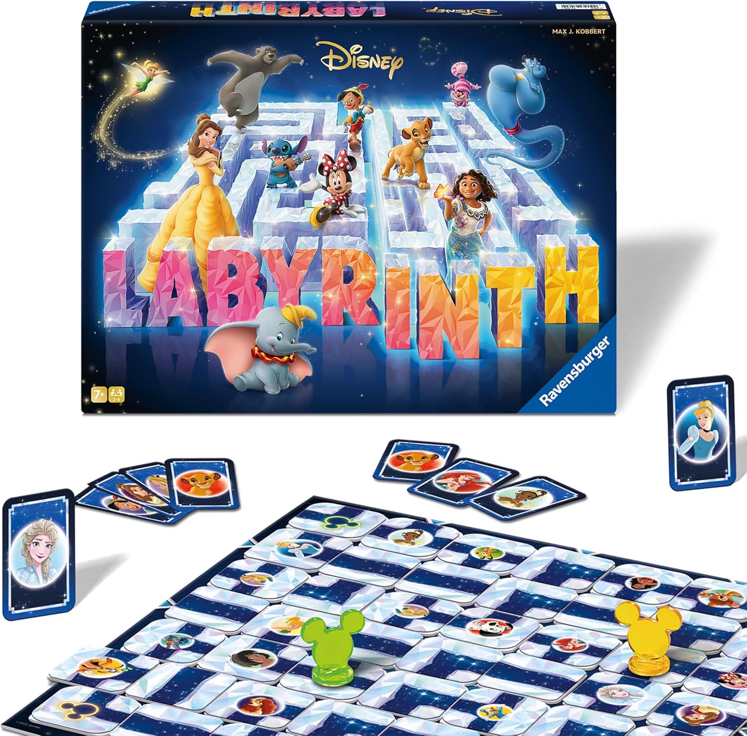 Detalle de Labyrinthe Disney 100 Ans – Édition anniversaire Ravensburger, jeu de société stratégique pour 2 à 4 joueurs