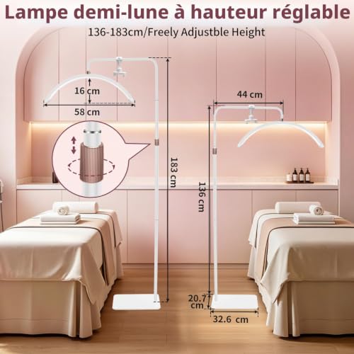 Detalle de Diesisa Lampe Demi-Lune pour Extensions de Cils – Lumière réglable, rotation à 360° et support smartphone