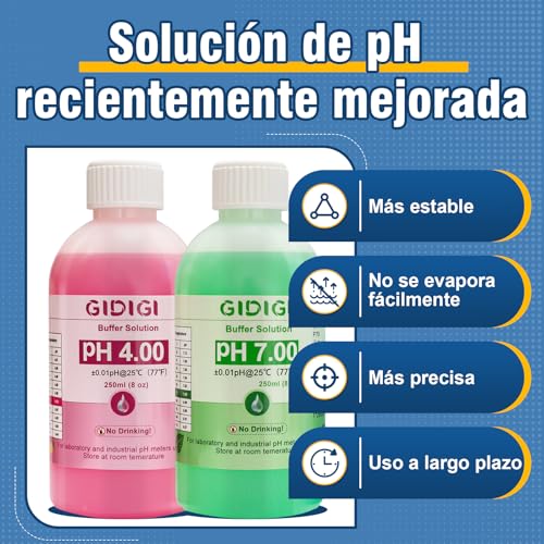 Detalle de Kit étalonnage pH-mètre avec 250 ml x 2 📏