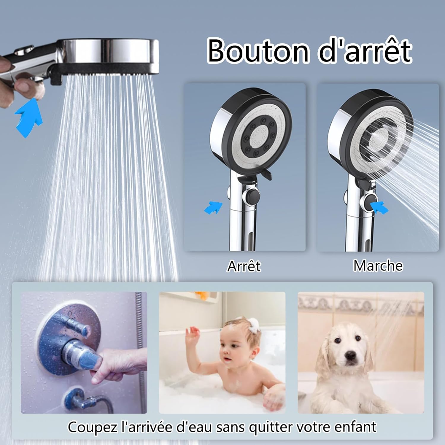 Detalle 2 de Nafall Pommeau Douche 5 modes 6 L/min