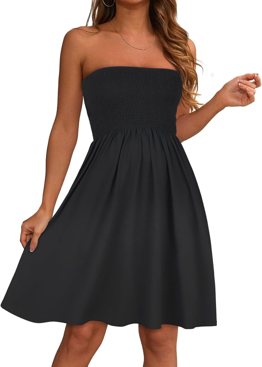 Detalle de Elescat Summer Dress for Women 2026 Strapless Tube Top Sundress