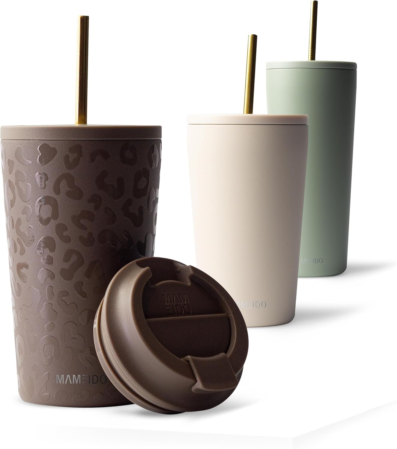 MAMEIDO Thermobecher mit Strohhalm 470 ml (doppelwandig, auslaufsicher) – Coffee-to-go Trinkbecher Wild Allure