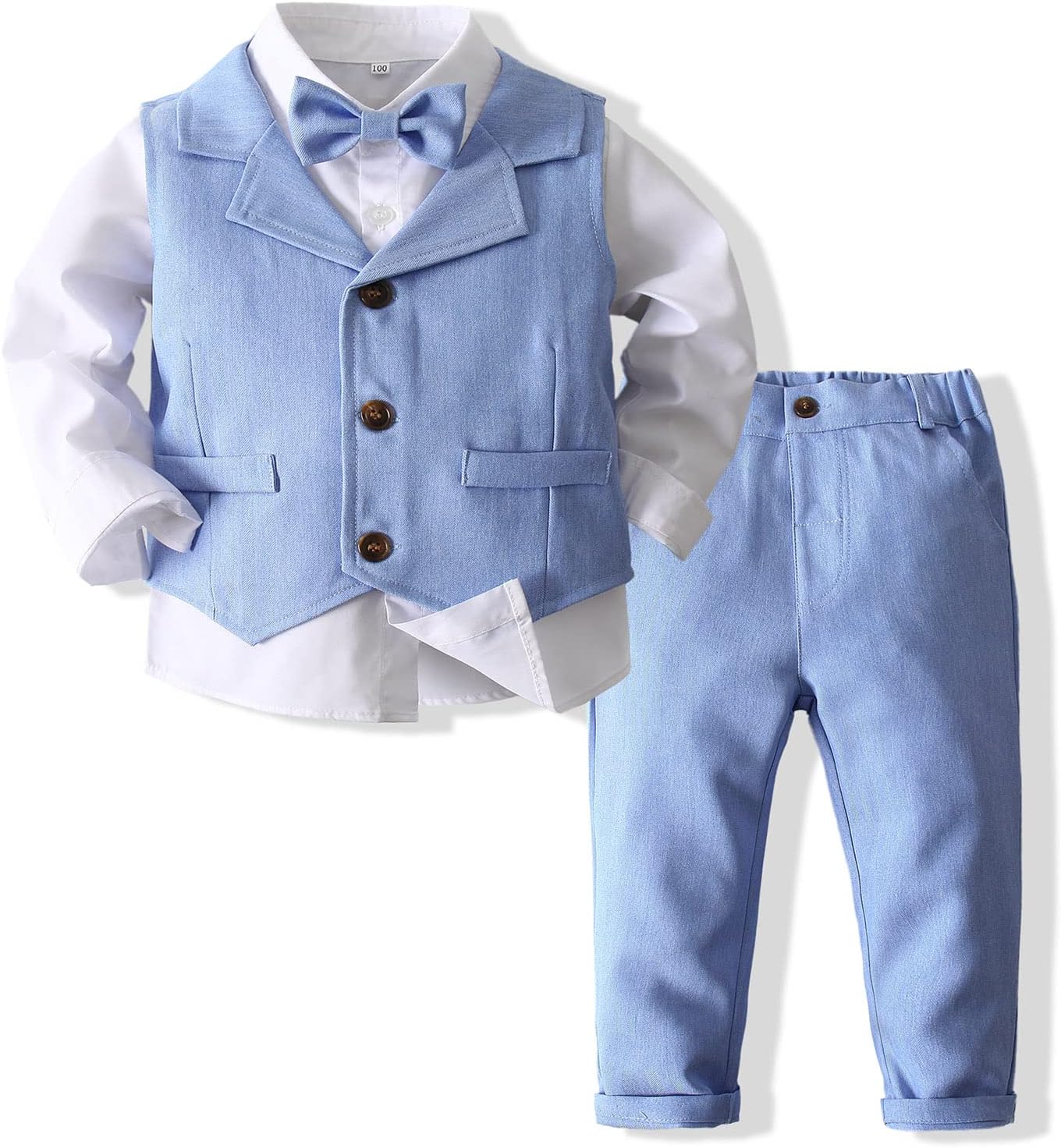 Detalle 2 de Kimocat Baby Boy Formal Outfit, Cotton-Blend Vest