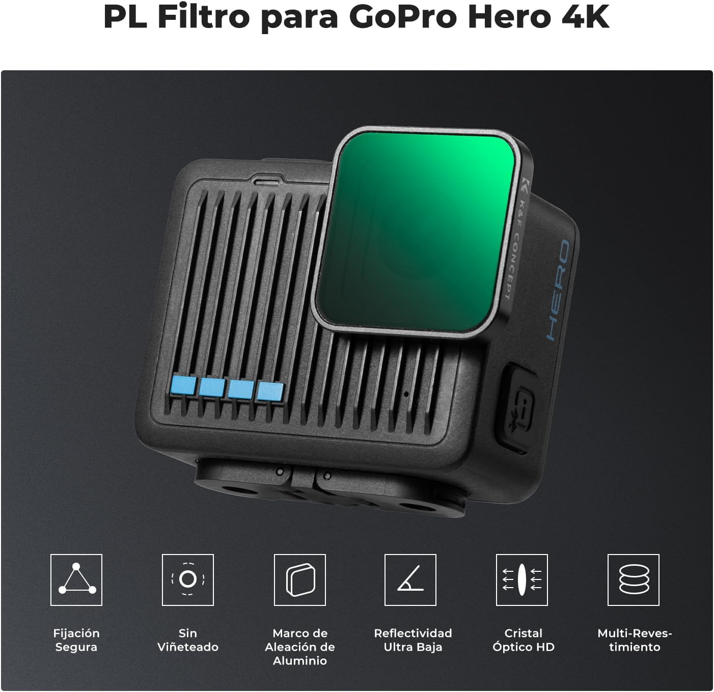 Detalle 2 de K&F CONCEPT Filtro CPL para GoPro Hero 4K