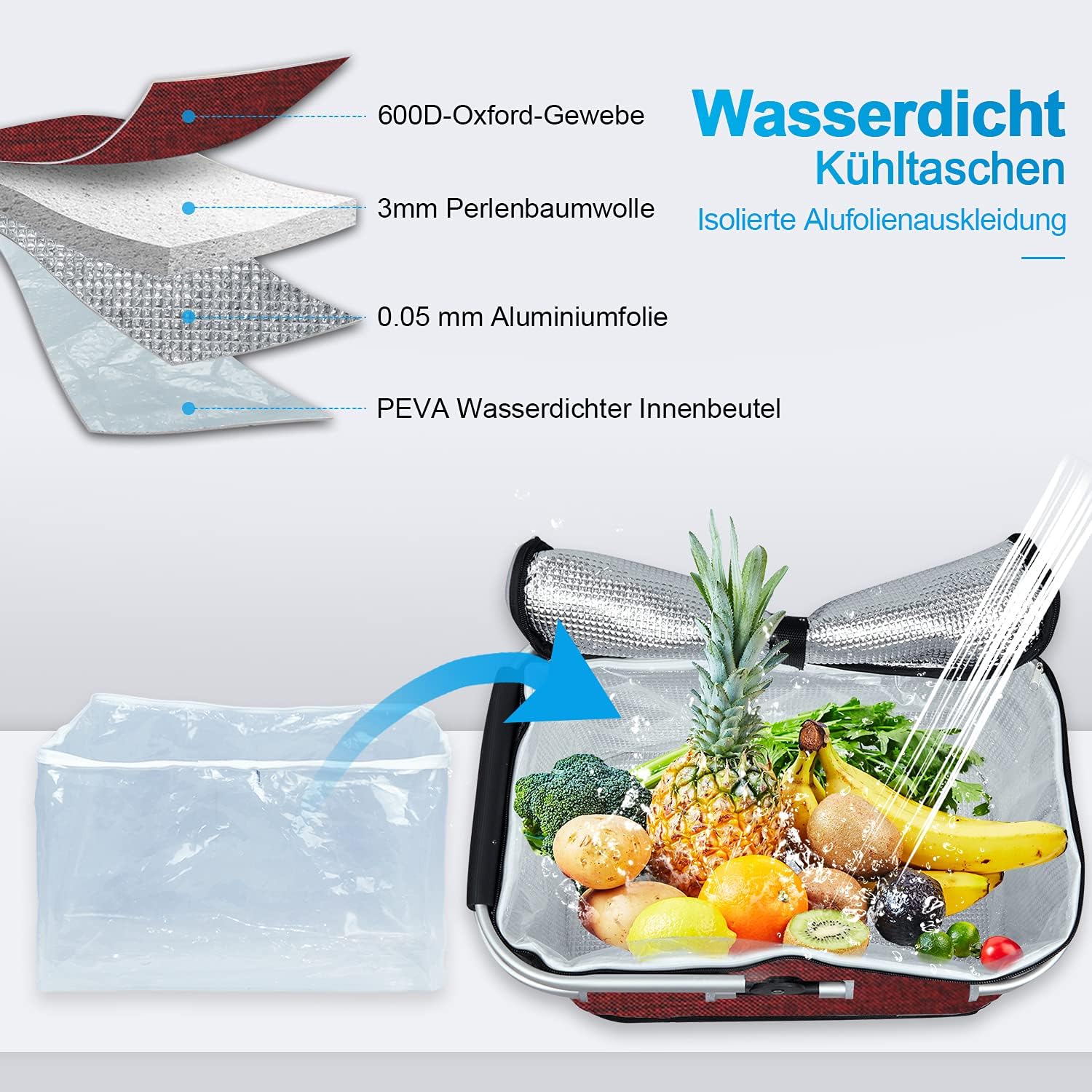 Thumbnail 3 de LIQINGG 35L Kühltasche Einkaufskorb