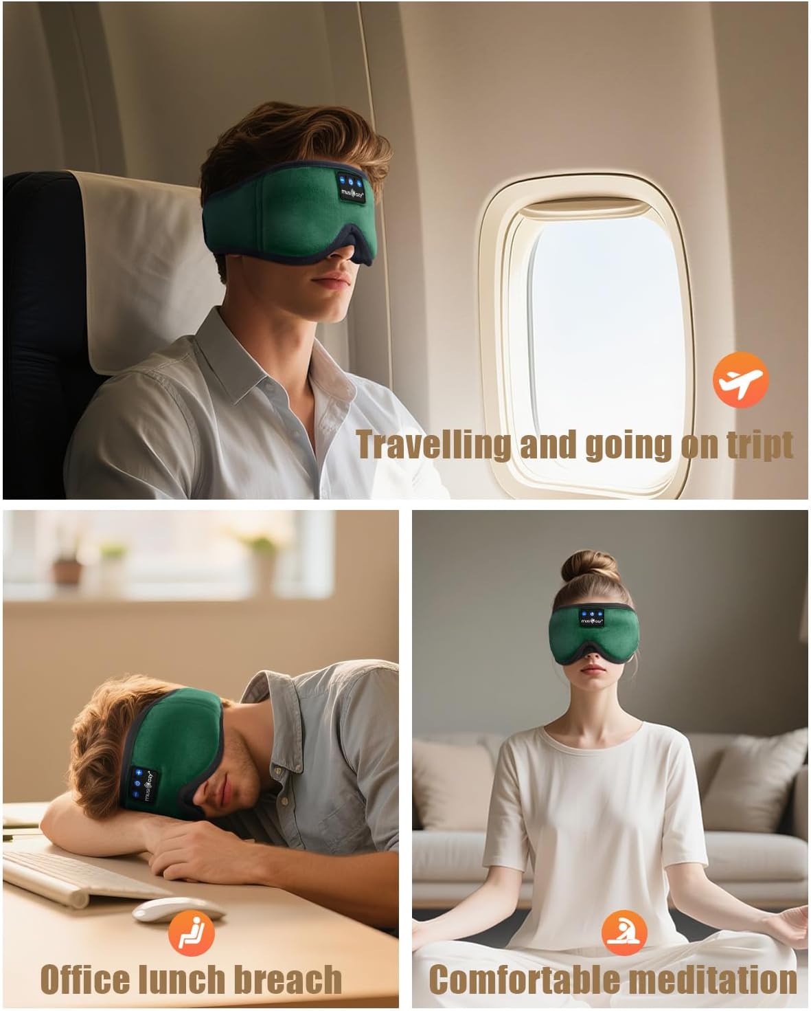 Thumbnail 6 de MUSICOZY 3D Bluetooth Sleep Mask Headphones with 3D 100% blockout design