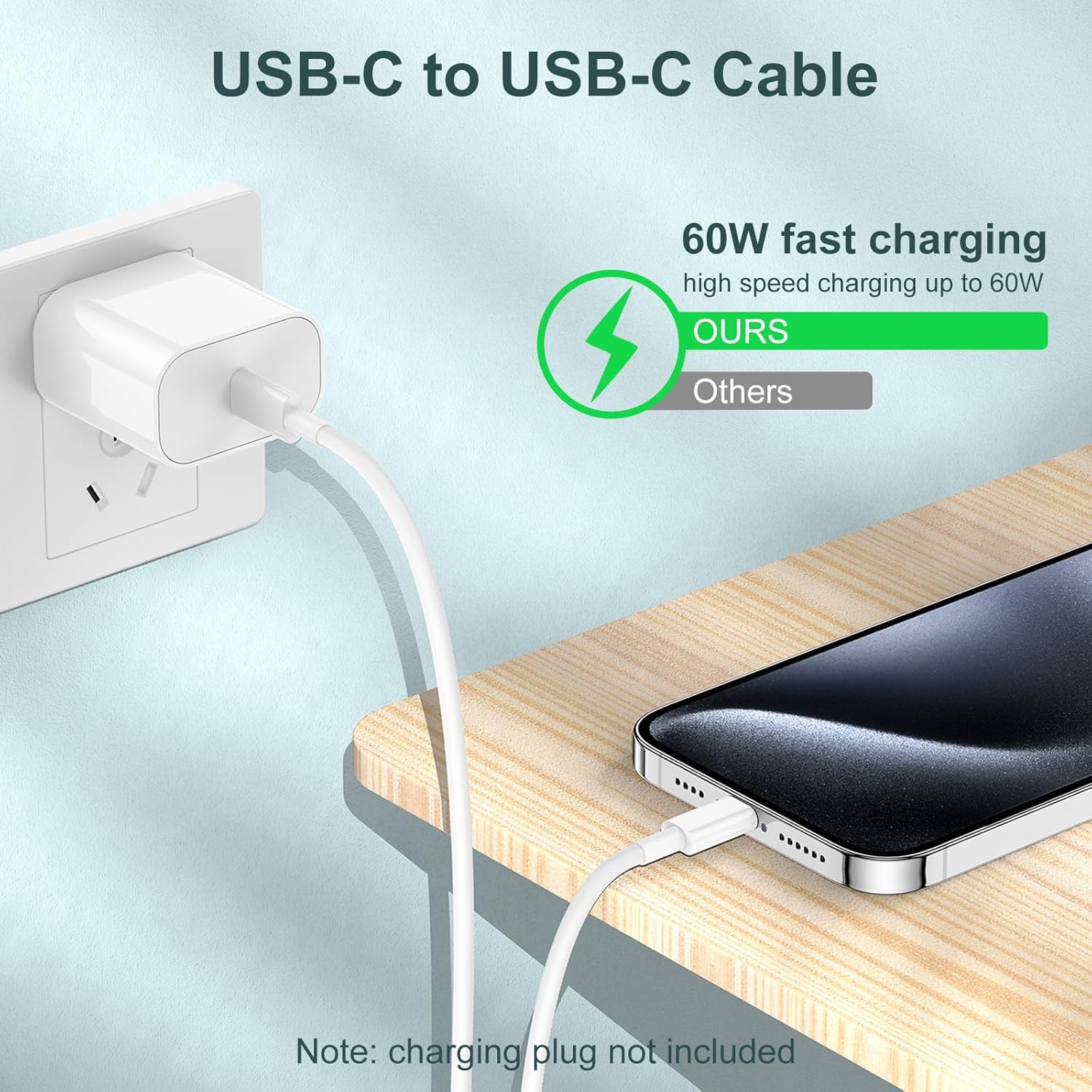Thumbnail 1 de COONCXEN 240W USB-C Fast Charge Cable 10ft