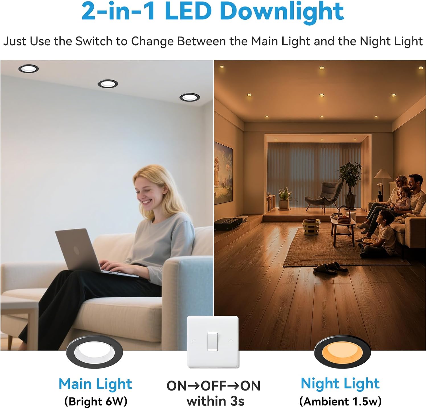 Thumbnail 1 de KEELED Black Downlight for Ceiling – 24-Pack