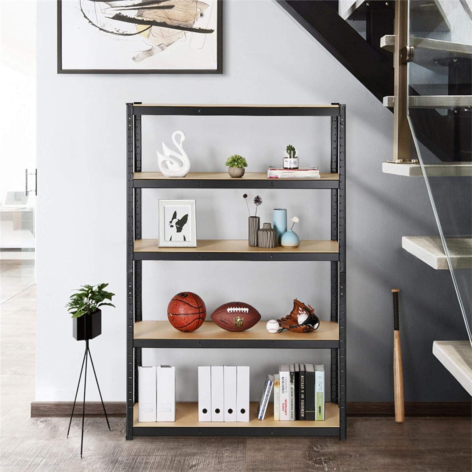 Thumbnail 1 de Yaheetech Garage Shelving Unit 180cm x 120cm x 45cm, 5-Tier Heavy Duty Storage Rack (Black)