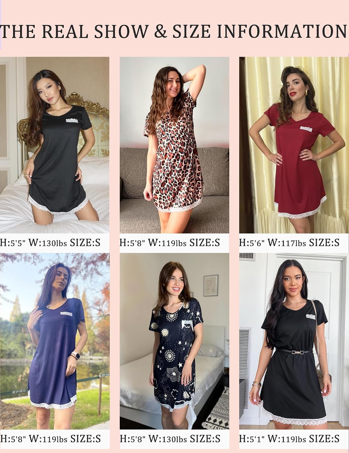 Thumbnail 5 de Ekouaer Women's Nightgown, Short-Sleeve V-Neck Sleepshirt with Lace Trim