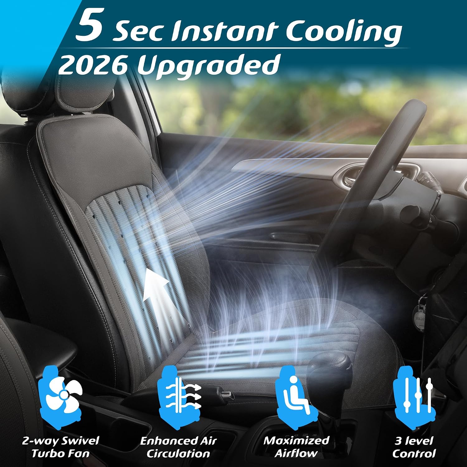 Thumbnail 1 de Paffenery 2026 Upgraded Cooling Car Seat Cover Front Seat (Stone Grey)