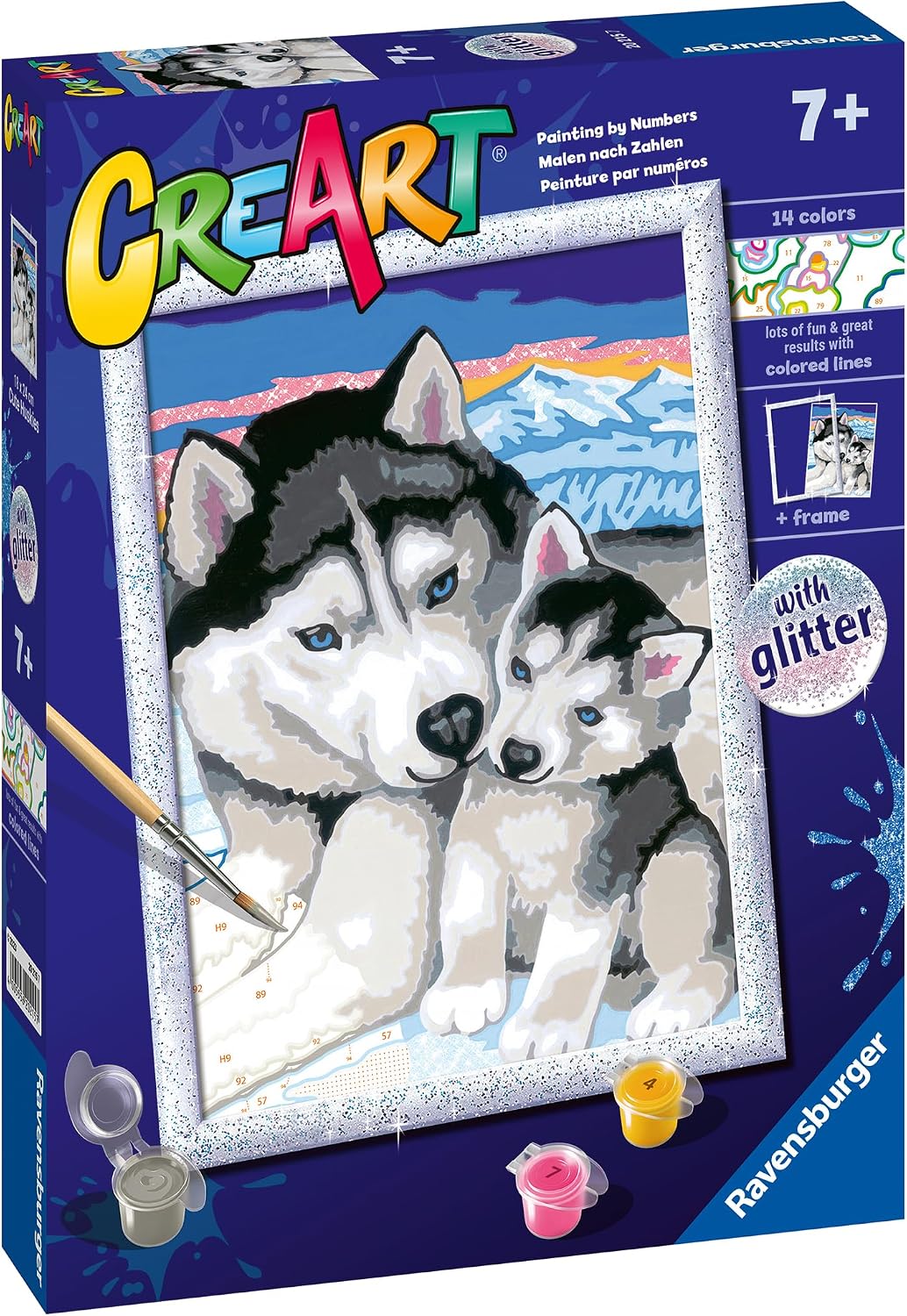 Detalle 2 de Ravensburger Creart Husky dipingi con i numeri 18x24 cm 🎨