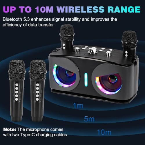 Thumbnail 5 de Máquina de Karaoke Drepint: dúo de micrófonos inalámbricos, Bluetooth 5.3 y luces LED para fiestas
