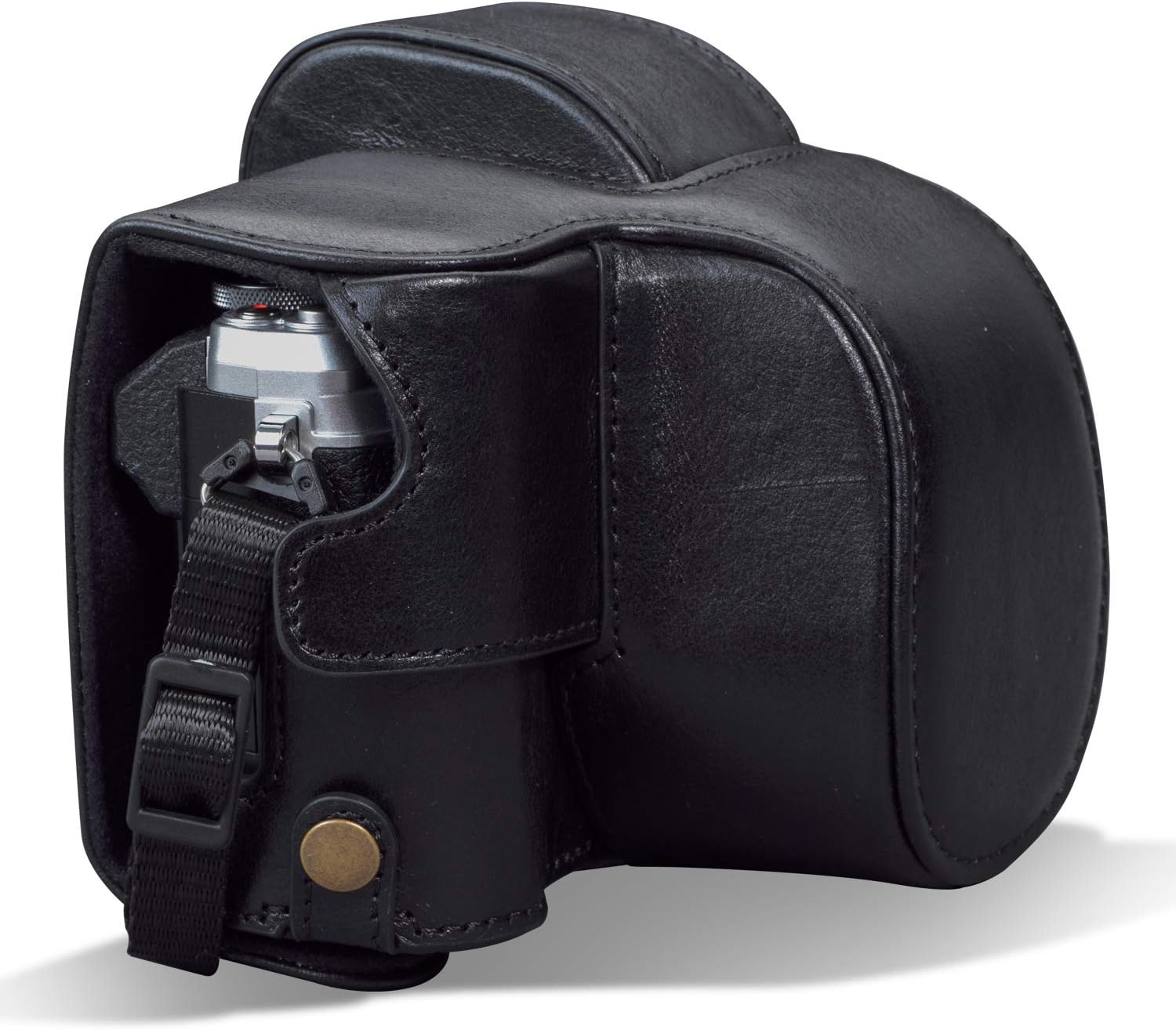 Detalle de MegaGear MG1932 Ever Ready – czarne skórzane etui na aparat Olympus