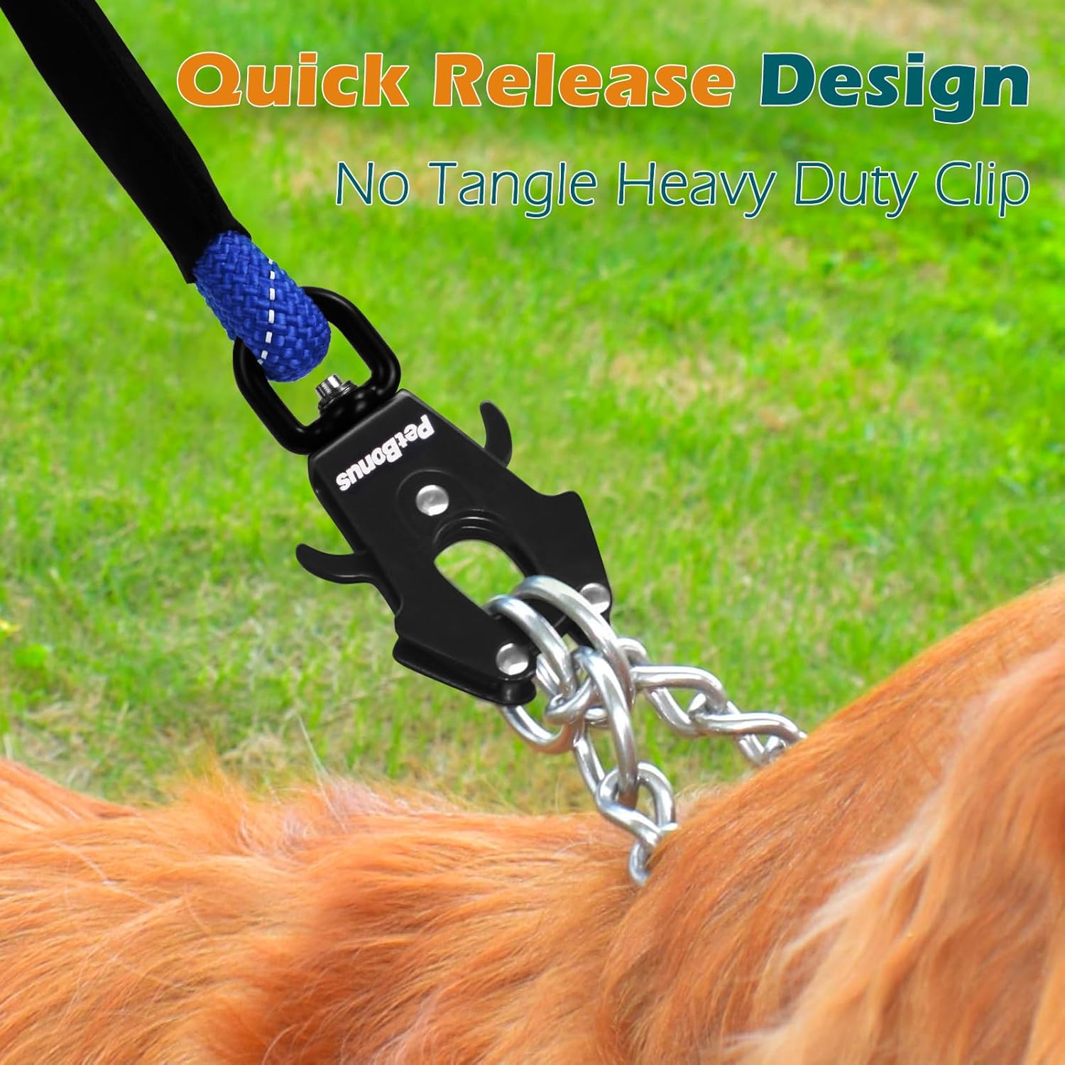 Thumbnail 1 de PetBonus Two Handles Dog Lead (150 cm) with Reflective Rope and Quick-Release Metal Clip