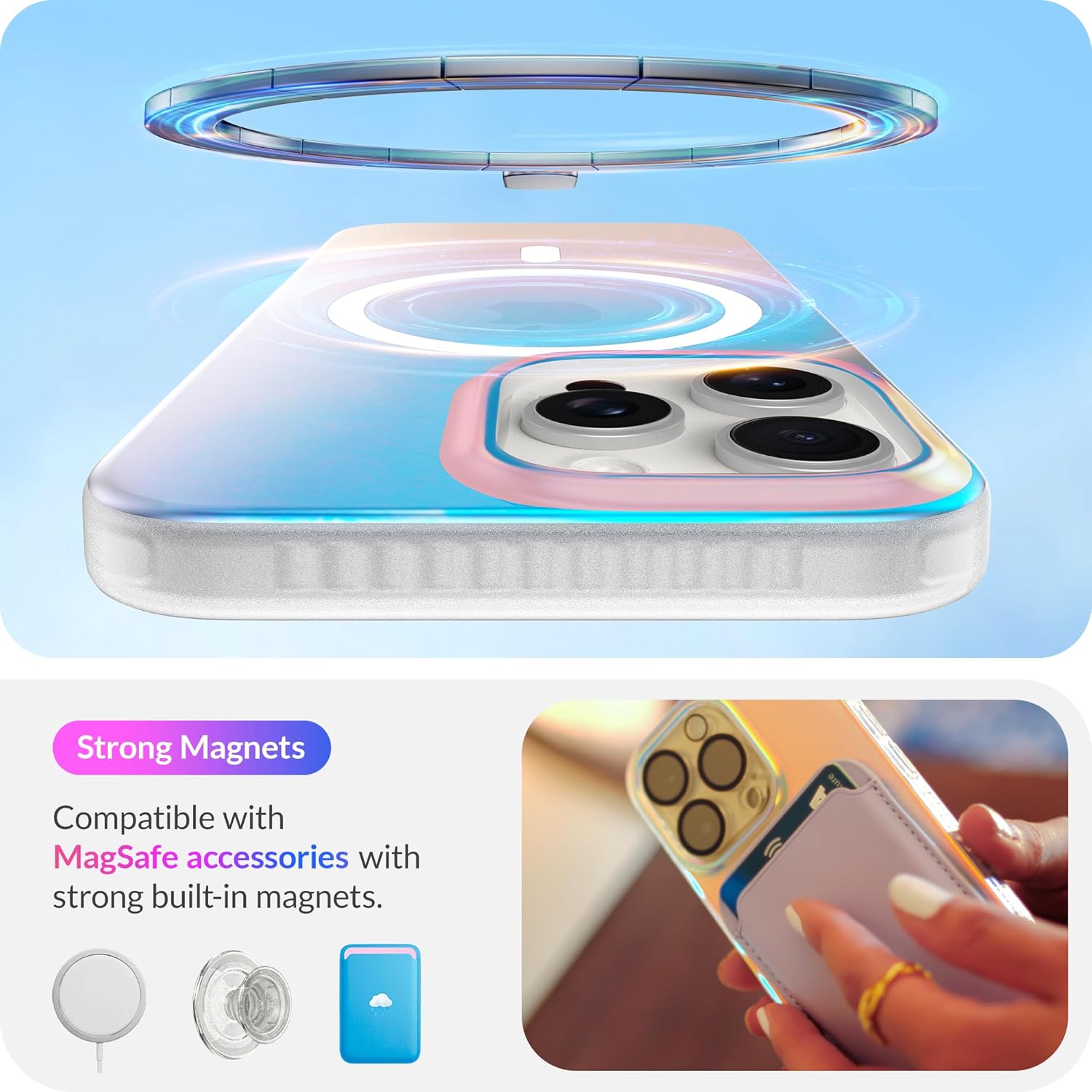 Thumbnail 5 de LONLI Hue for iPhone 16 Pro Case — Dynamic PrismGlow Color-Shift Iridescent Cover