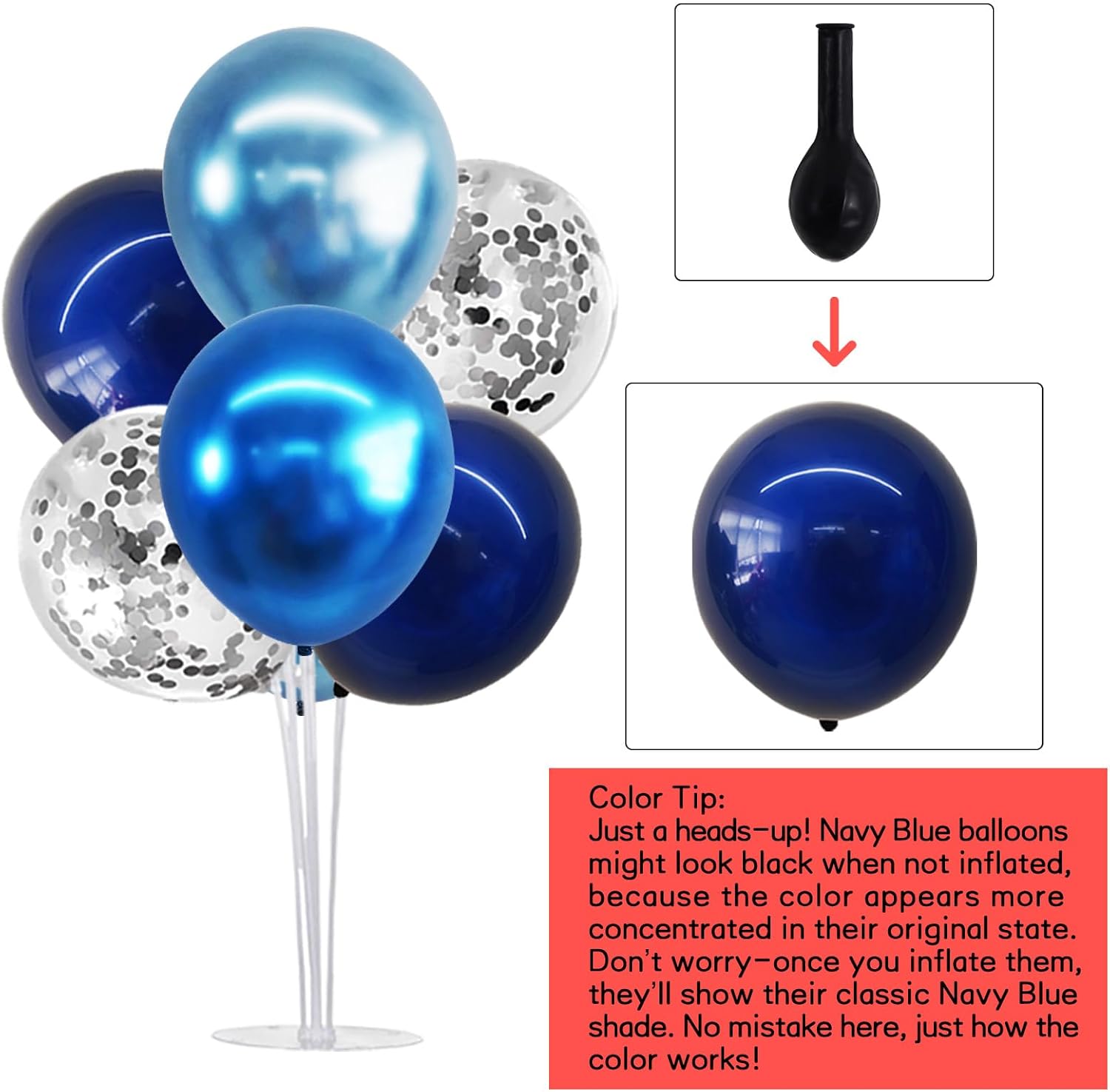 Thumbnail 1 de TONIFUL 4-Set Metallic Blue & Silver Balloon Stand Table Centerpiece Decorations
