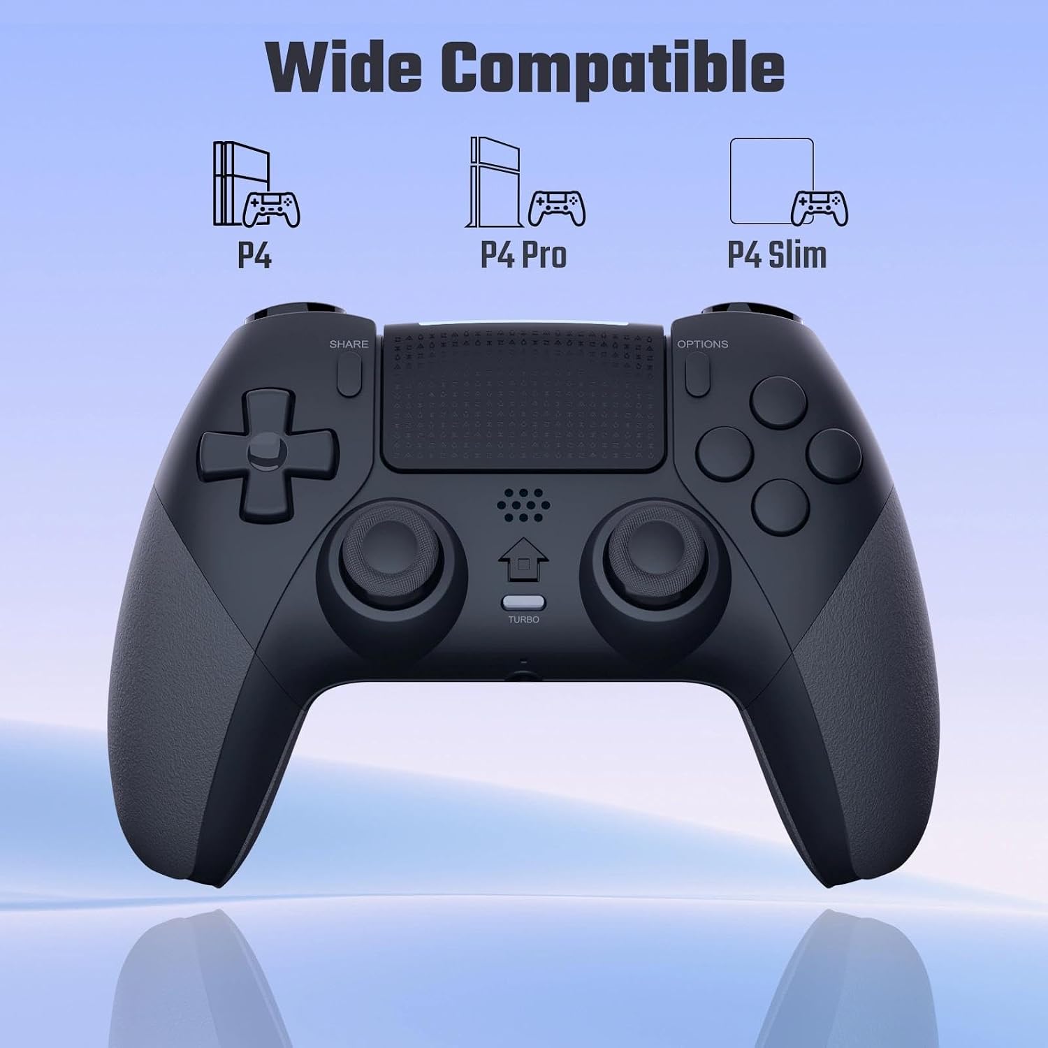 Thumbnail 1 de LATEC Mando inalámbrico para PS4 con Bluetooth, macros y sensor giroscópico 6 ejes (negro)