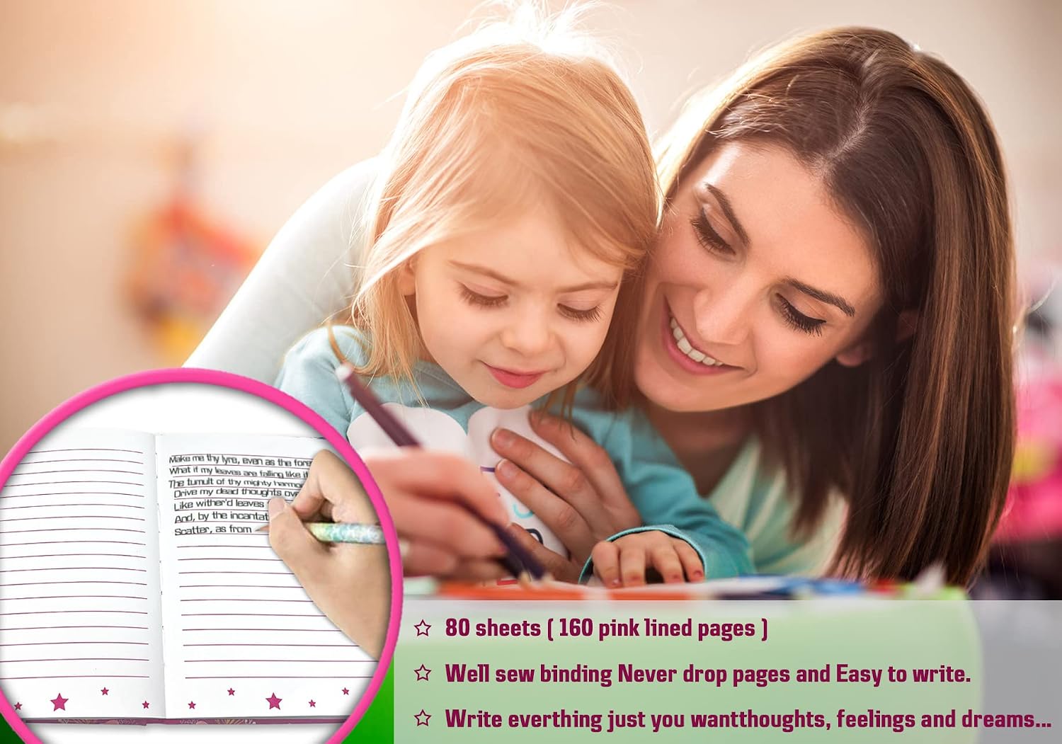 Thumbnail 5 de GINMLYDA Girls’ Butterfly Diary with Lock, 160 Lined Pages
