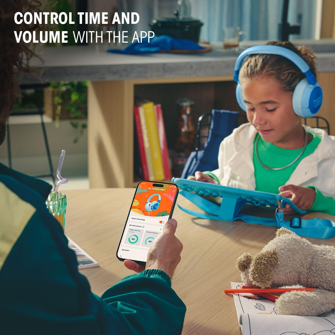 Thumbnail 2 de JBL Junior 470 NC Pink: Kid‑Friendly Wireless Over‑Ear Headphones with Active Noise Cancelling