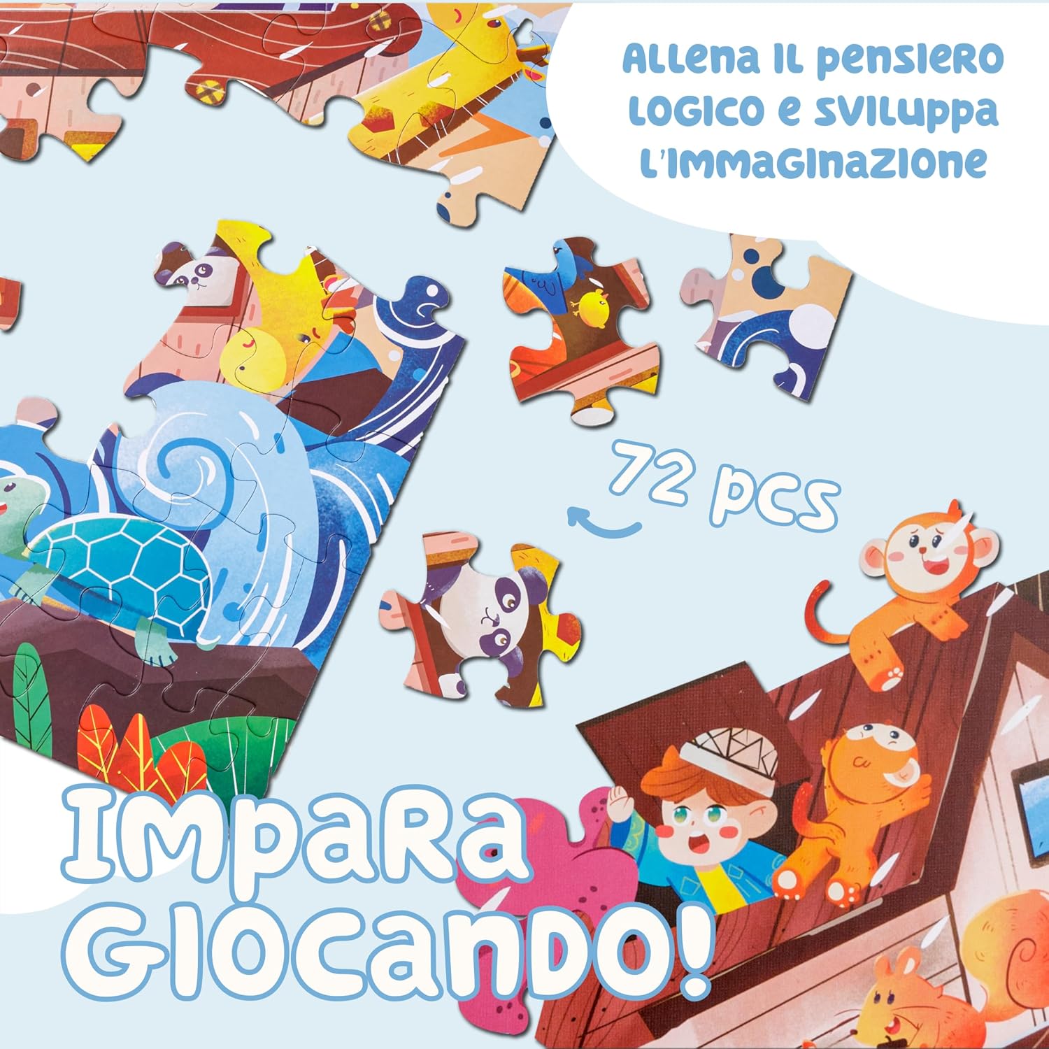 Detalle de Baroni Toys Puzzle Arca di Noè 72 pezzi