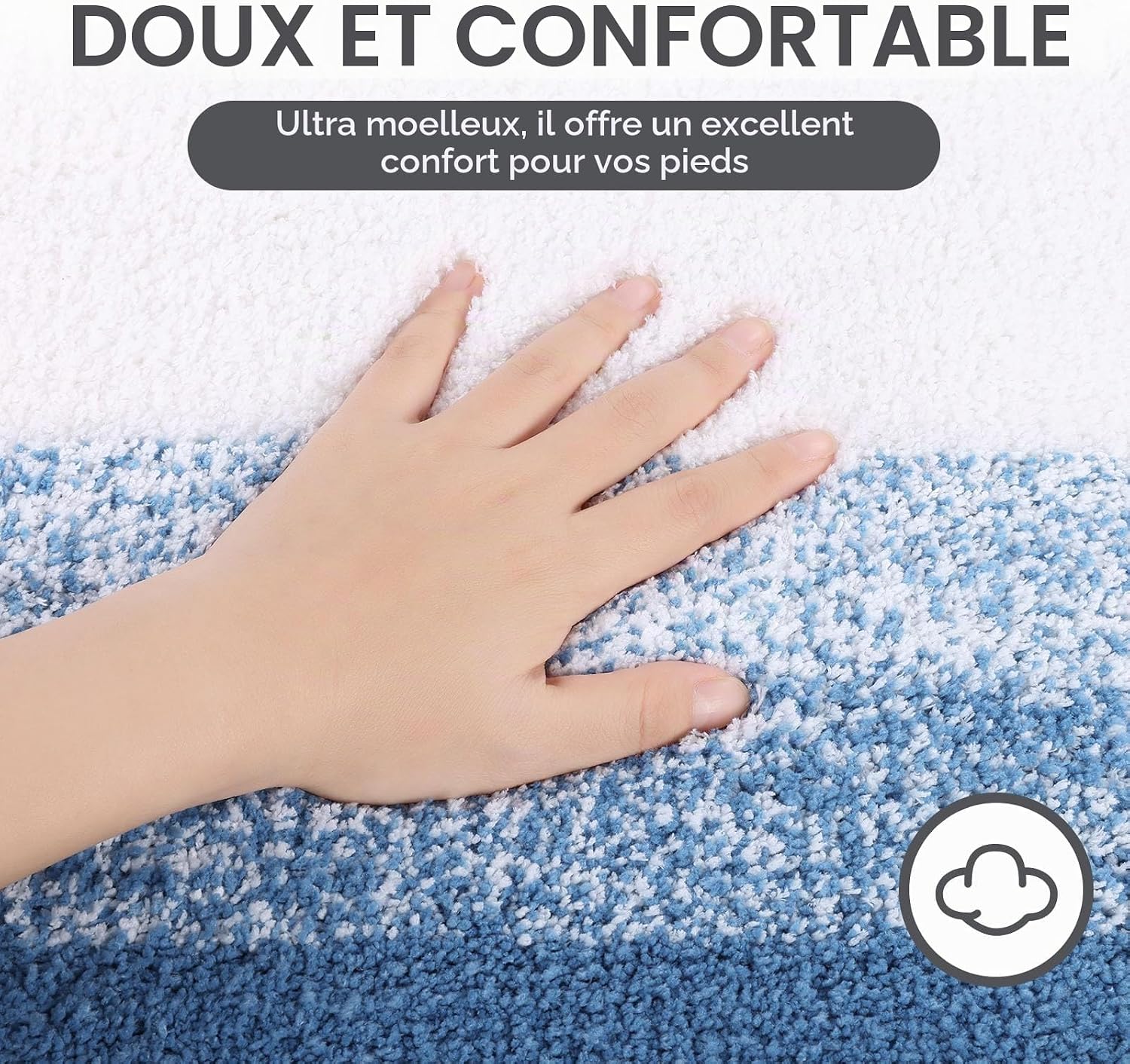 Detalle de Enyhom CKJBbathmat badmatset, microvezel, blauw, antislip, 45 x 65 + 45 x 120 cm
