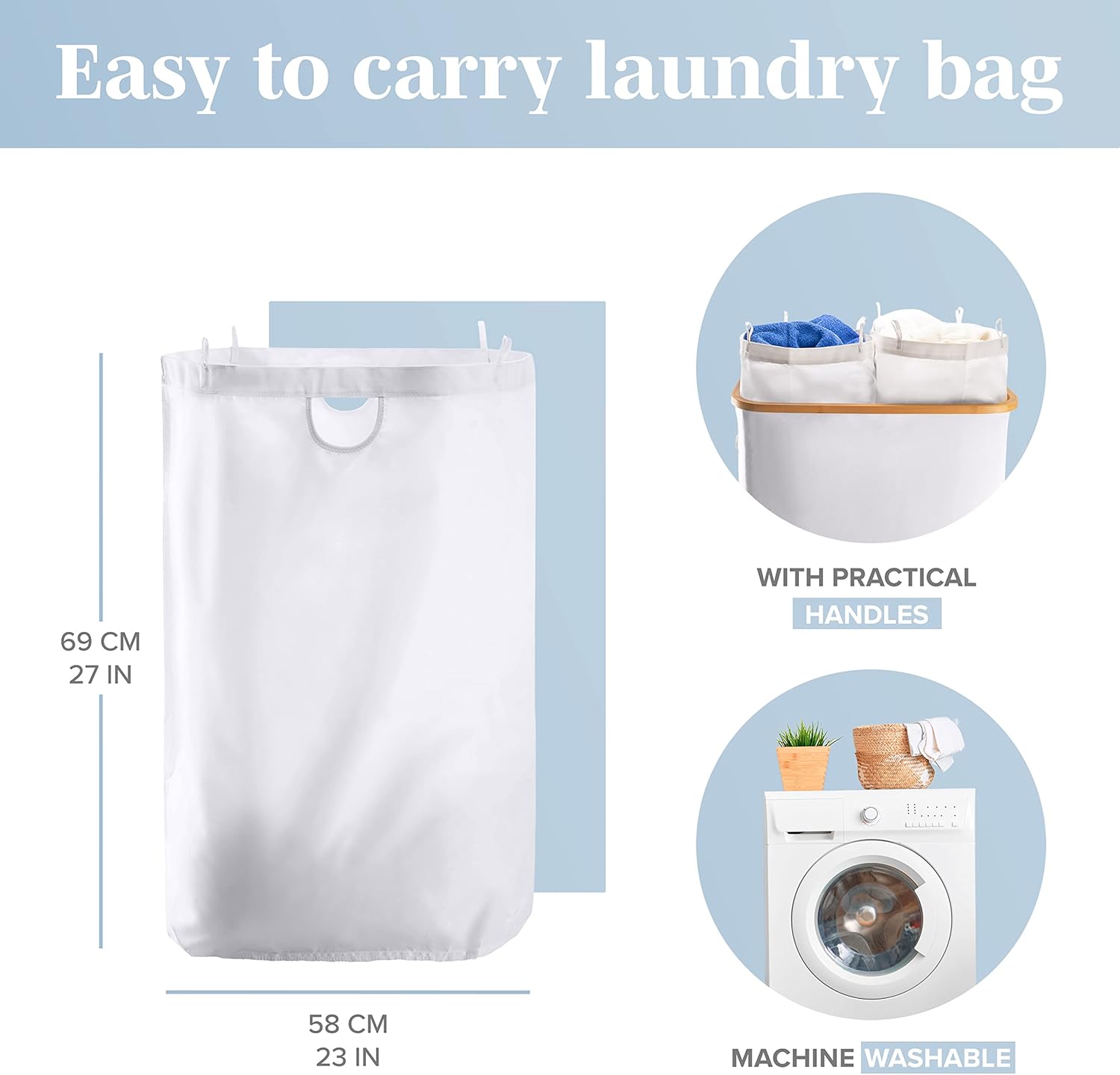 Thumbnail 4 de LONBET 150L double laundry basket with lid