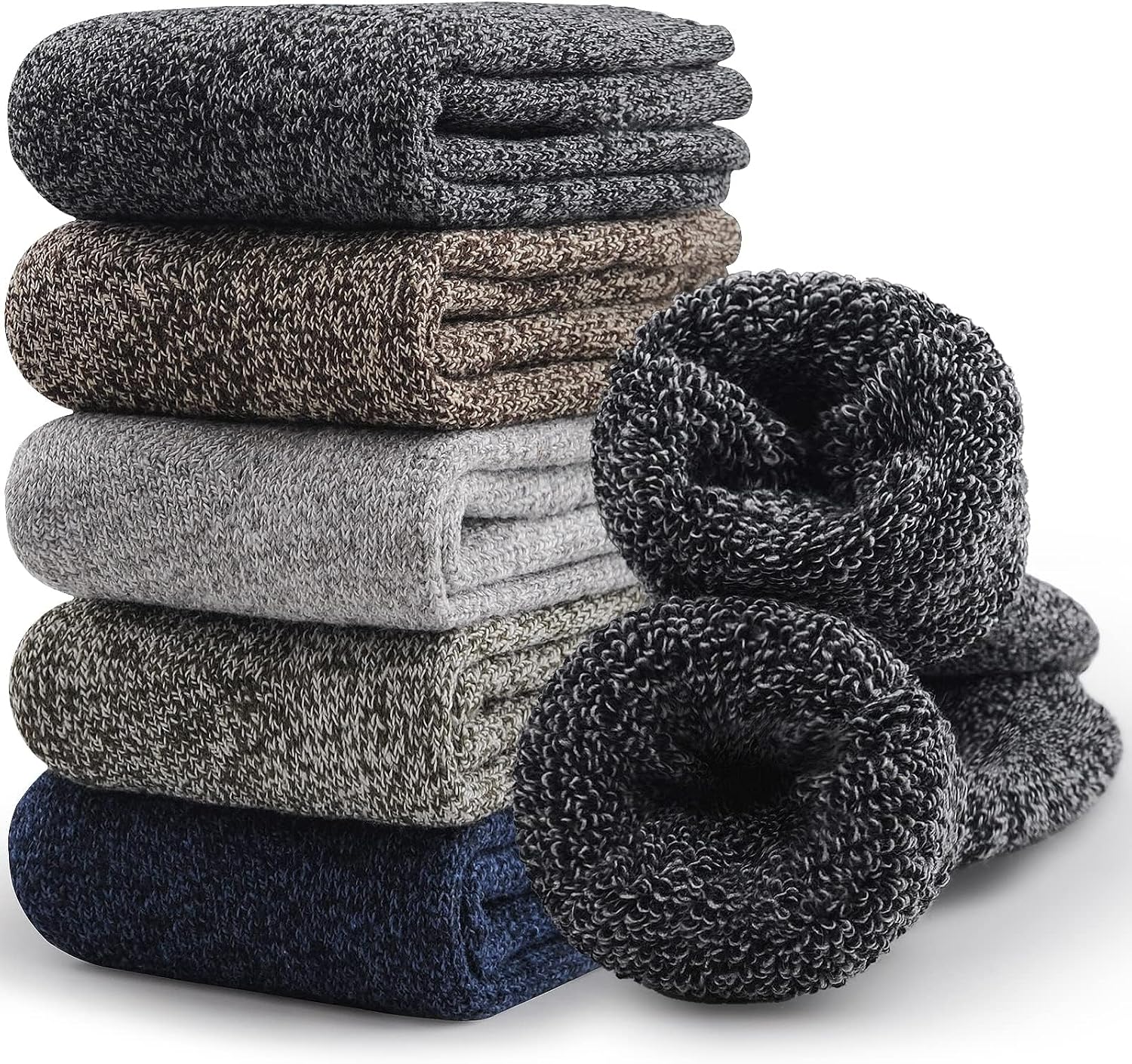 Thumbnail 6 de SIHOHAN Merino Wool Socks Mens Thermal Socks 5 Pairs