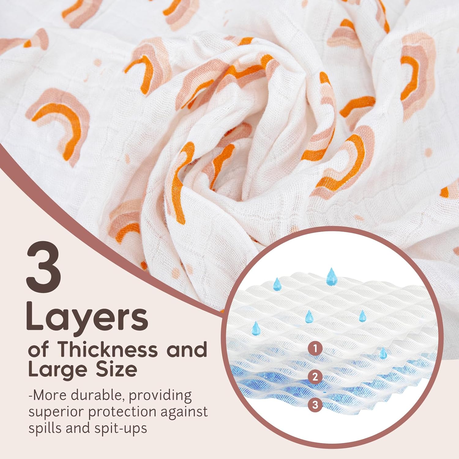 Thumbnail 4 de Maliton 6-Pack Muslin Cloths for Baby, 70x70cm – Soft, Breathable Burp Cloths for Newborns