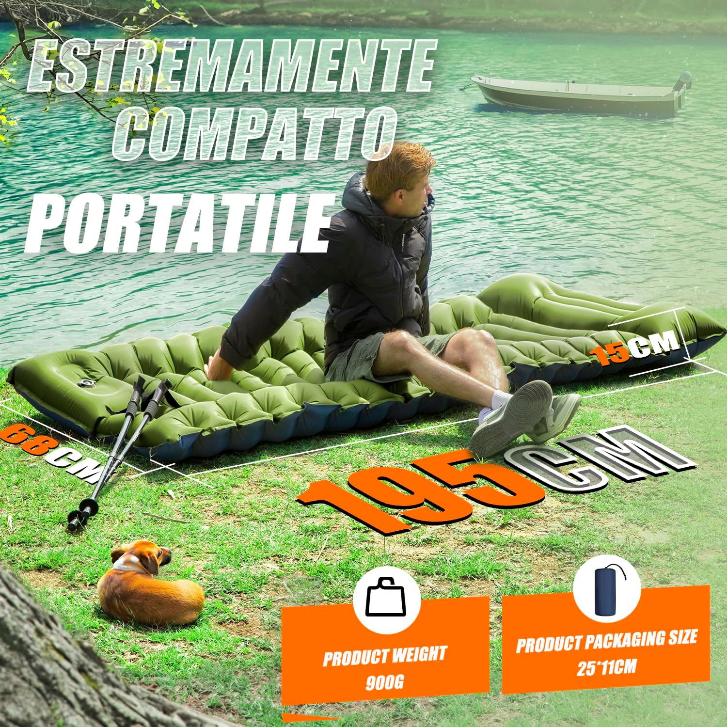 Detalle de Yuzonc Materassino Campeggio Autogonfiante: ultraleggero, extra grande e pratico per trekking