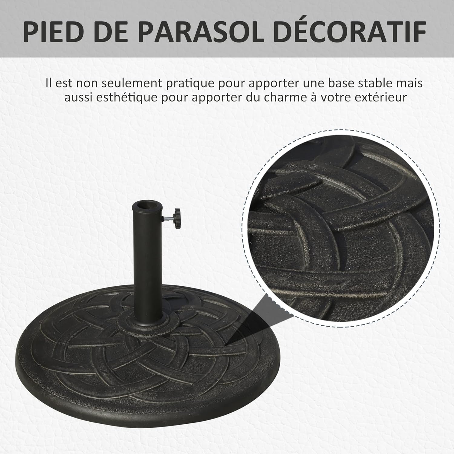 Thumbnail 3 de Outsunny Pied de Parasol Base de lestage en résine imitation fonte, rosace, Ø 54,5 cm – 19 kg