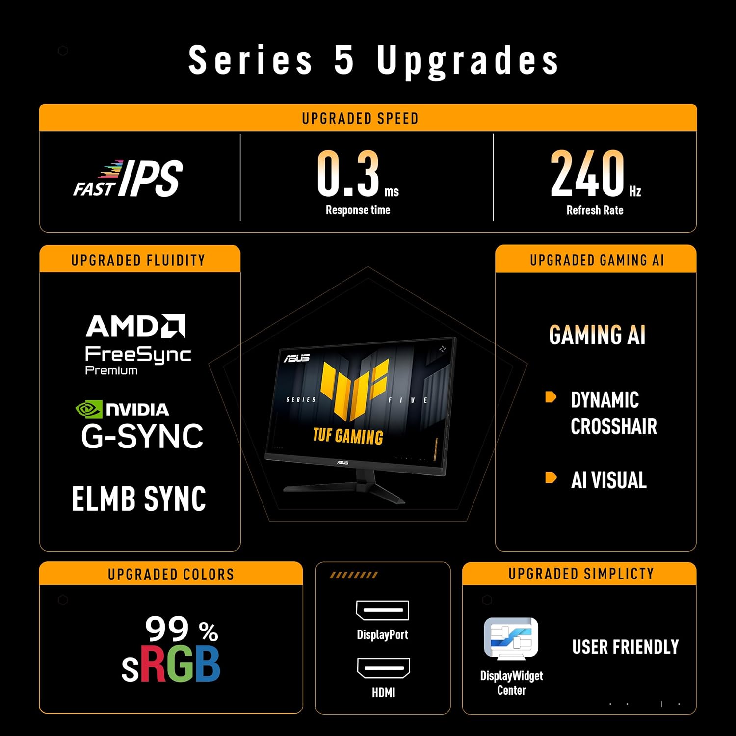 Thumbnail 1 de ASUS TUF VG279QM5A 27" Full HD Gaming – Fast IPS 240 Hz, G-Sync/FreeSync Premium, ELMB Sync