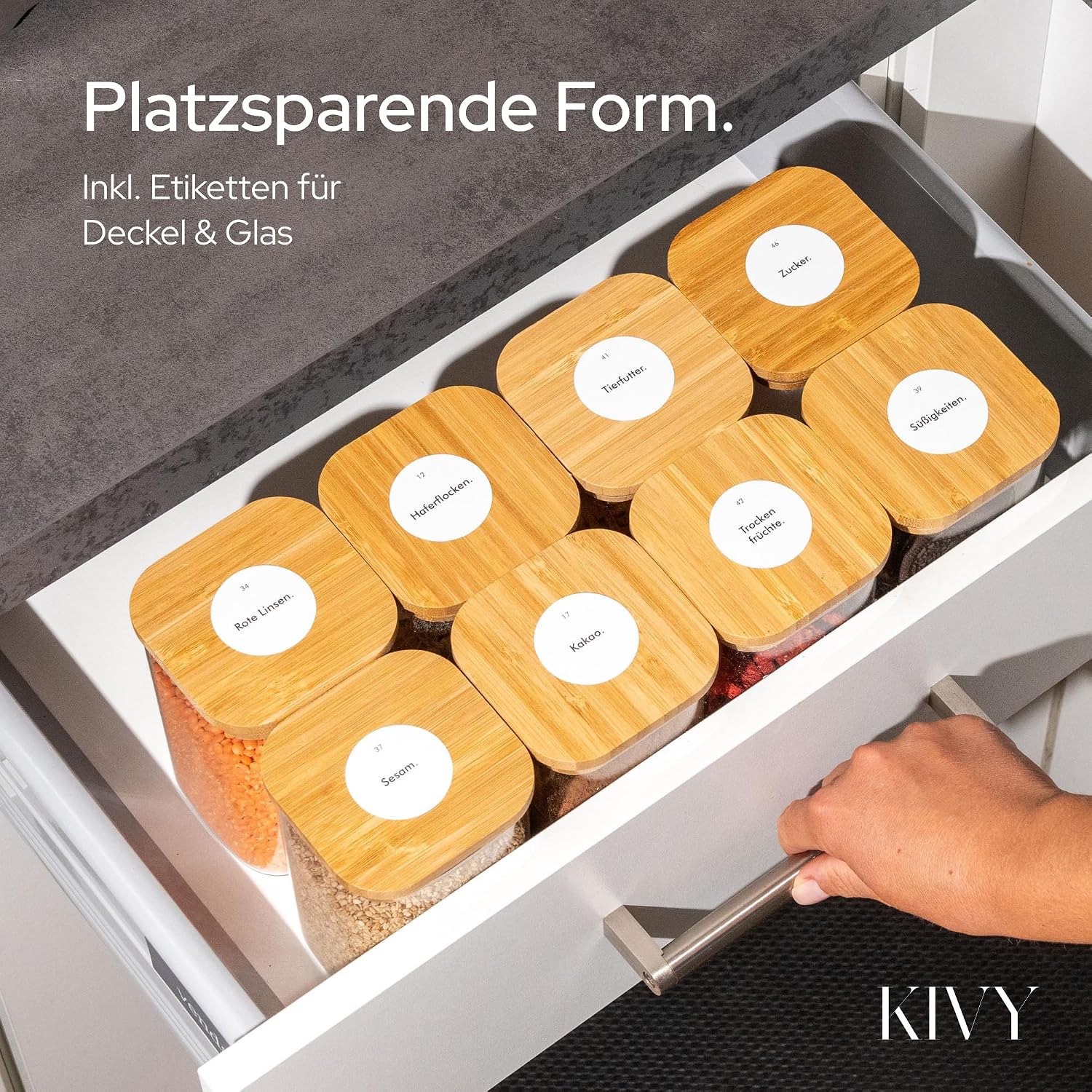 Thumbnail 6 de KIVY Vorratsgläser eckig 12er Set