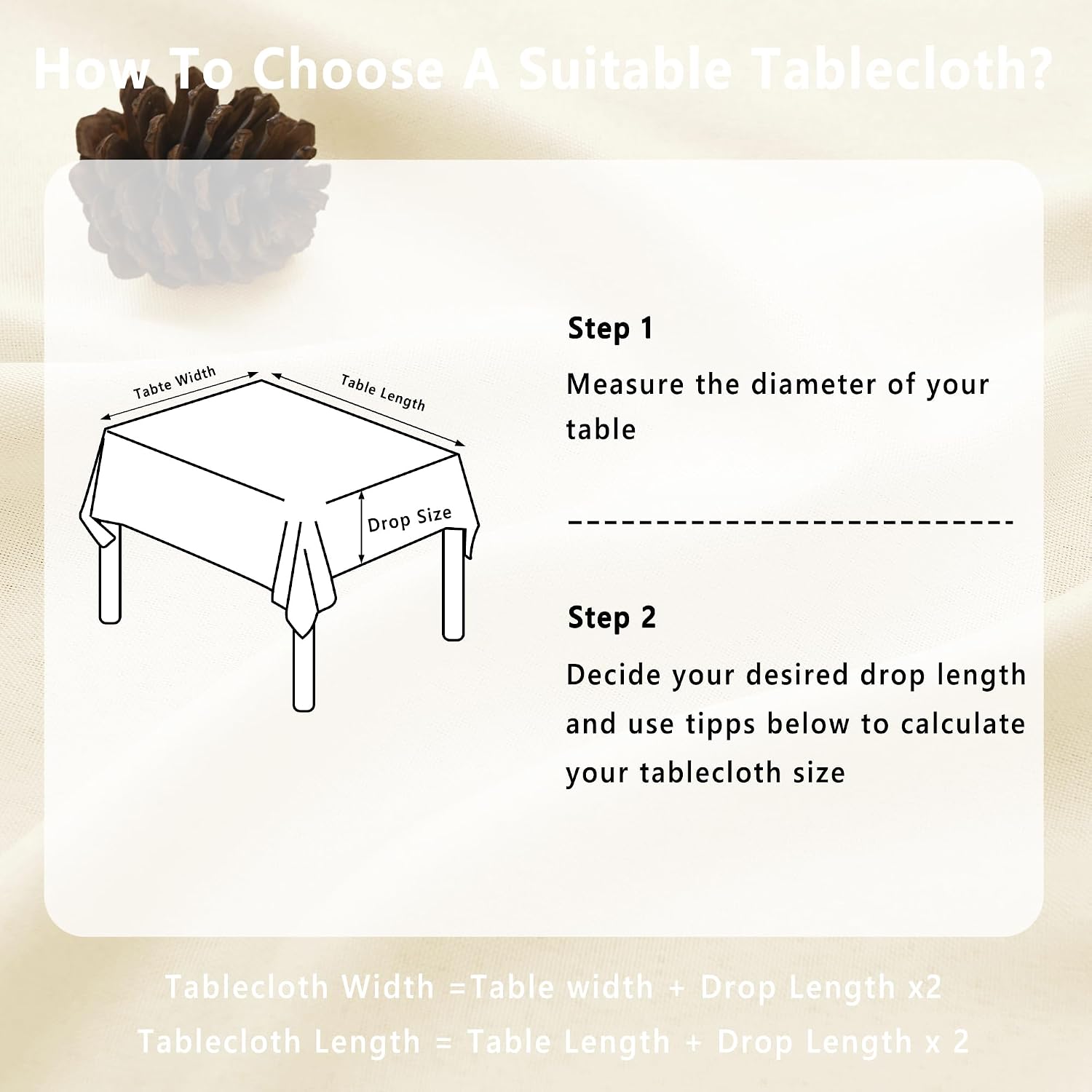 Detalle 2 de DWCN DWEU-YLZZB-1P-5252-10 tafelkleed 130 x 130 cm, linnenlook