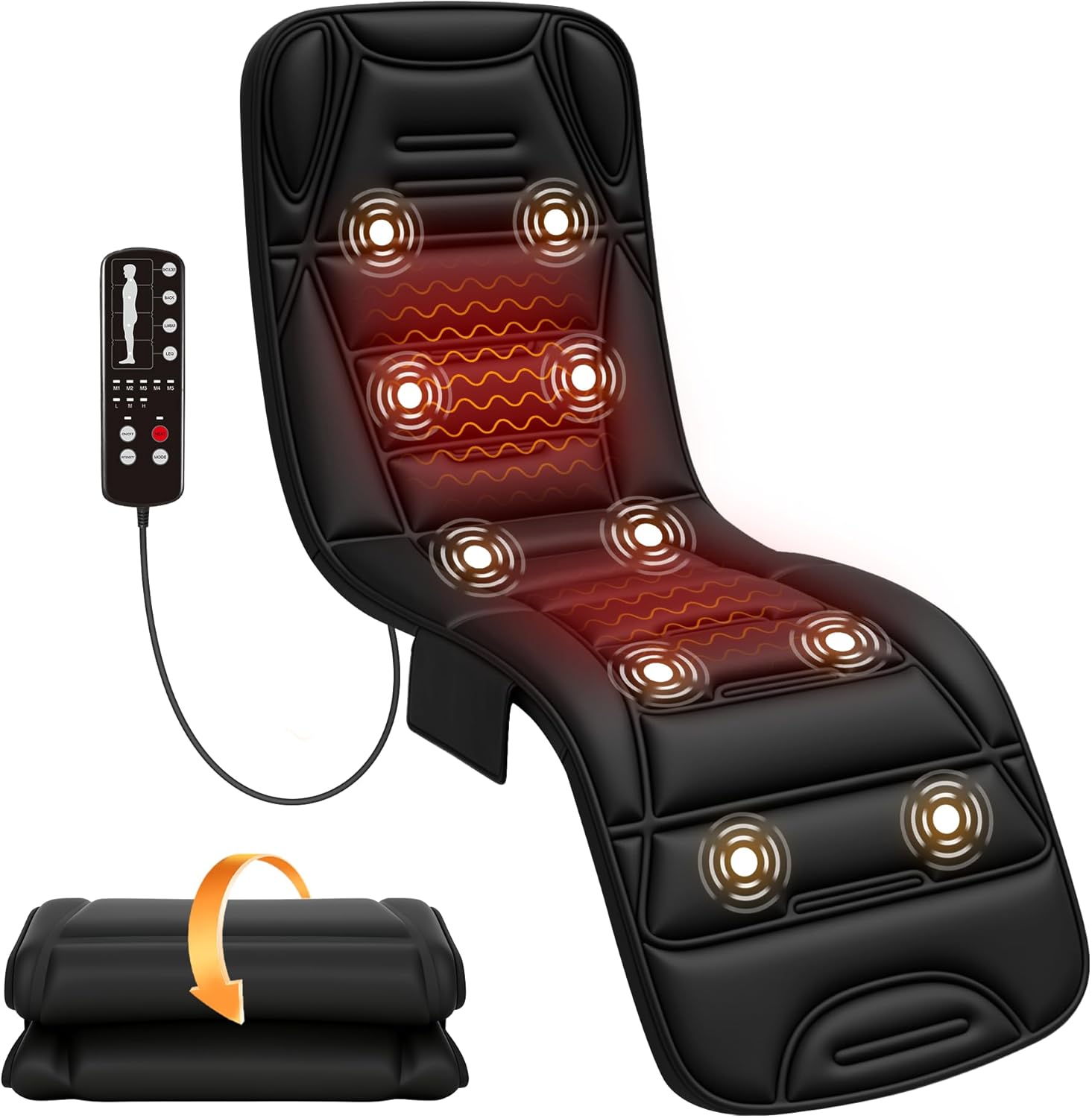Detalle de COMFIER Tappetino Massaggiante con Funzione Riscaldante – 10 Motori, 5 Modalità e Spegnimento Automatico