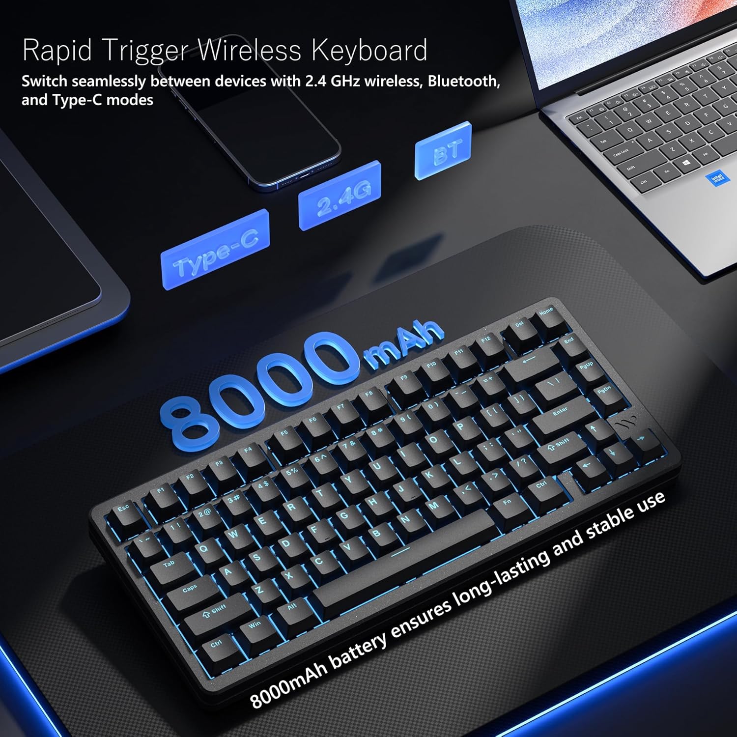 Thumbnail 4 de Womier SK75 TMR/HE 75% Hall Effect Wireless Mechanical Keyboard (Rapid Trigger, Hot-Swap, BT/2.4G/USB-C)