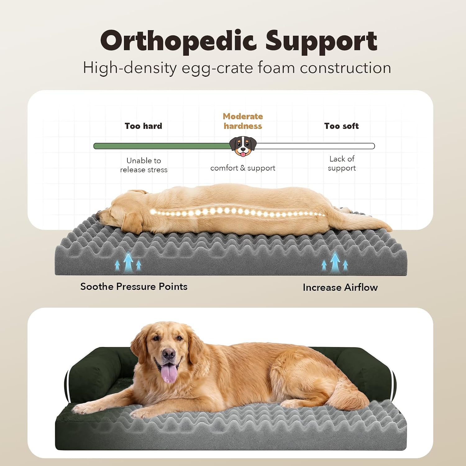 Detalle de MEKIY Orthopedic Dog Bed, 42 x 30 Inch